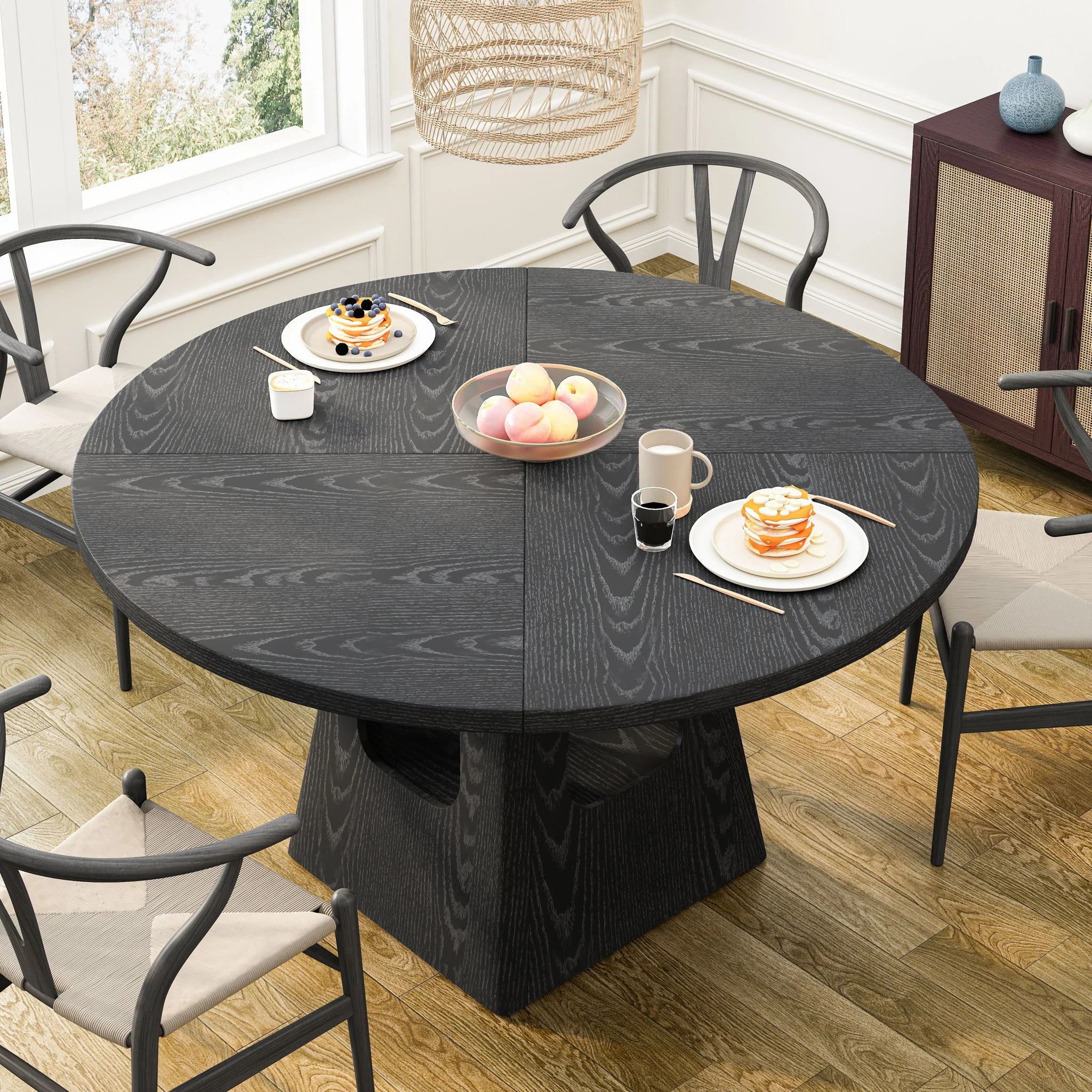 Farmhouse Round Dining Table With Storage Base - Image 5