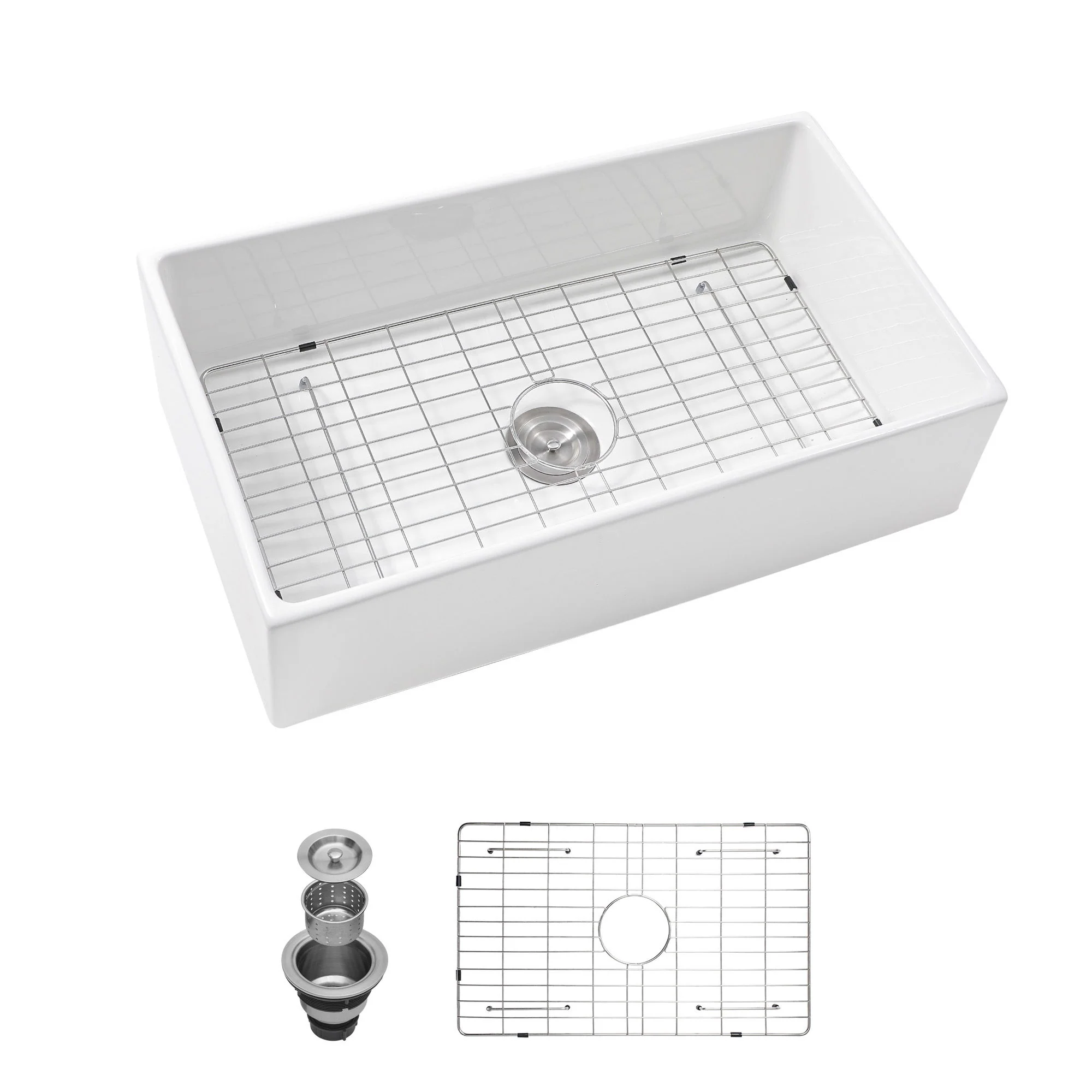 Farmhouse Sink, Apron-Front Porcelain Ceramic Single Bowl
