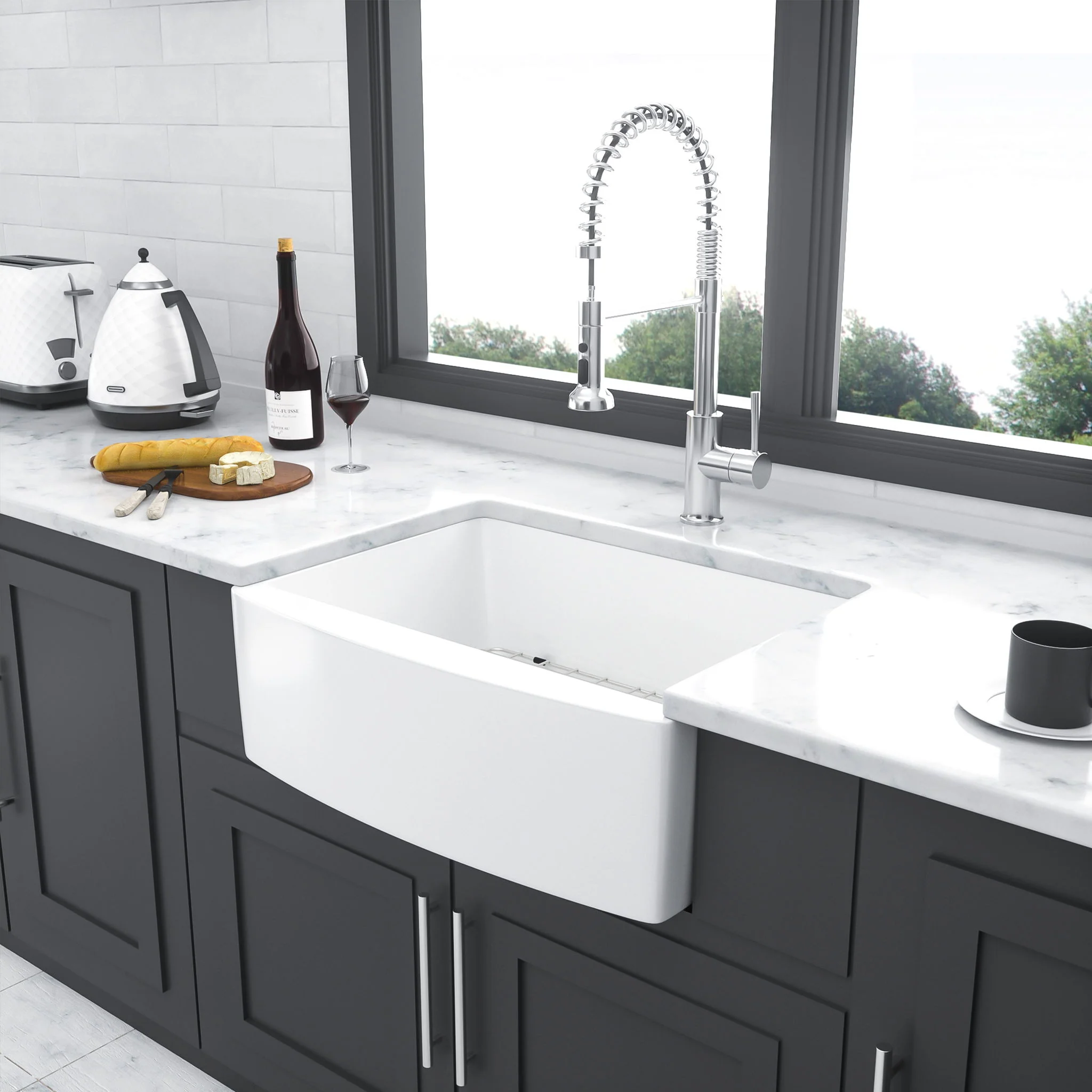 Farmhouse Sink, Apron Front Single Bowl With Arch Edge Design - Image 13