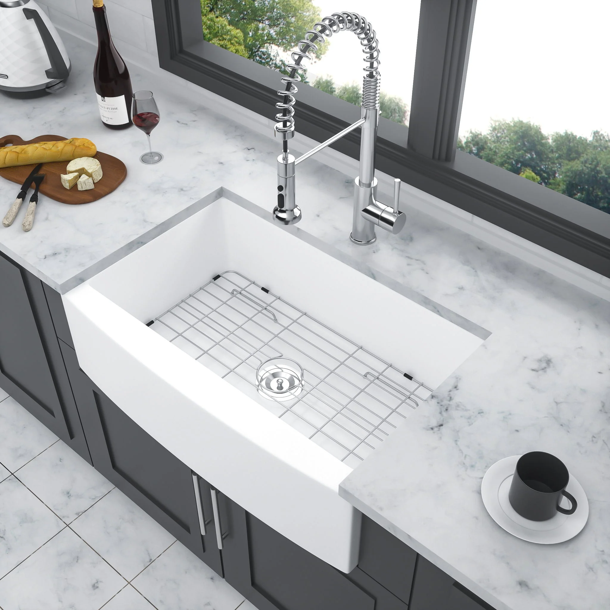 Farmhouse Sink, Apron Front Single Bowl With Arch Edge Design - Image 5