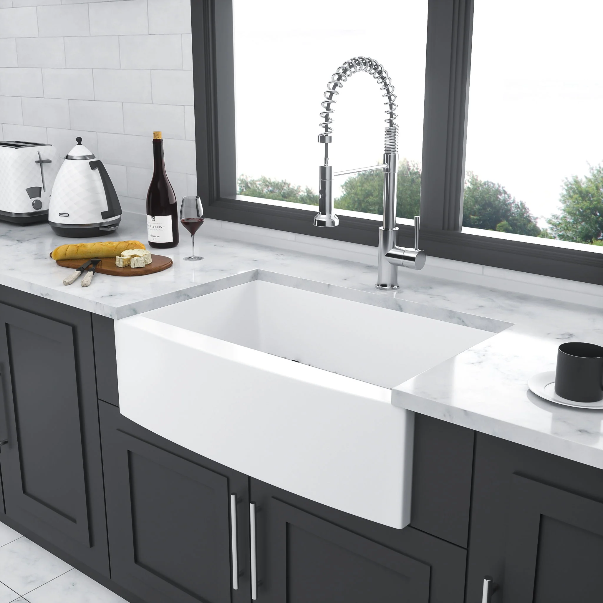Farmhouse Sink, Apron Front Single Bowl With Arch Edge Design - Image 9
