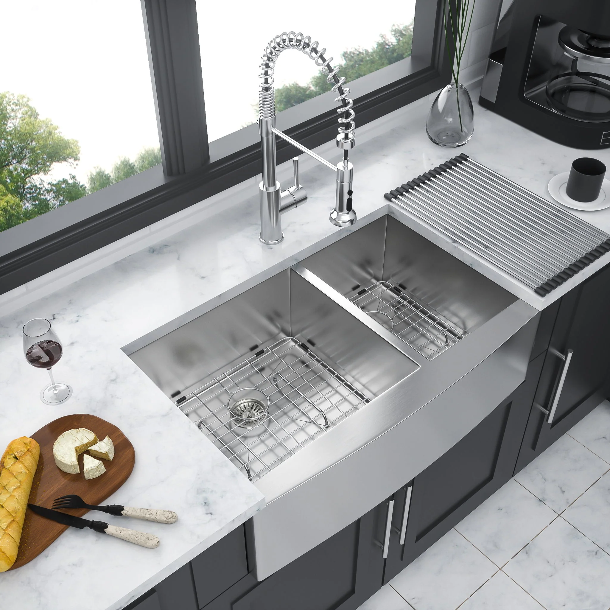 Farmhouse Sink With Double Bowl, 60 / 40 - Image 13