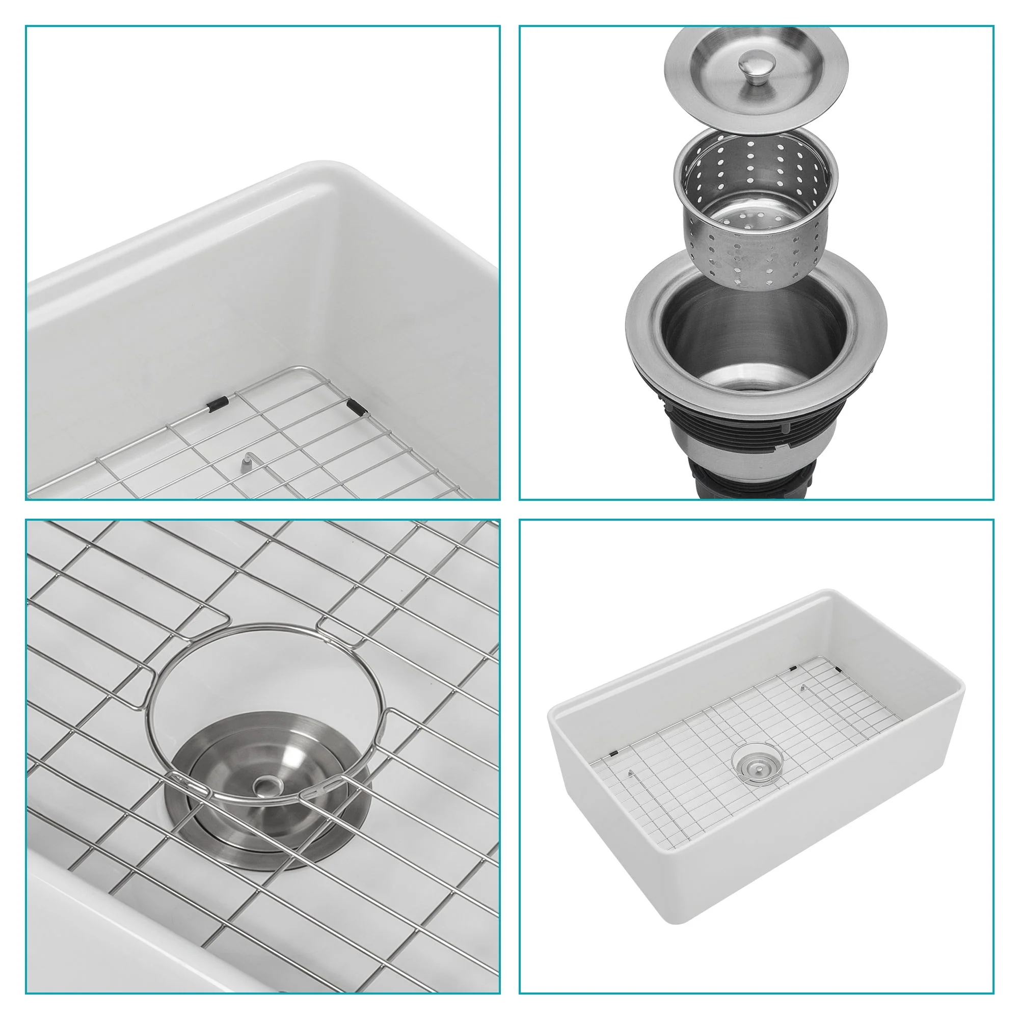 Farmhouse Sink Workstation, Ceramic Single Bowl With Accessories - Image 11
