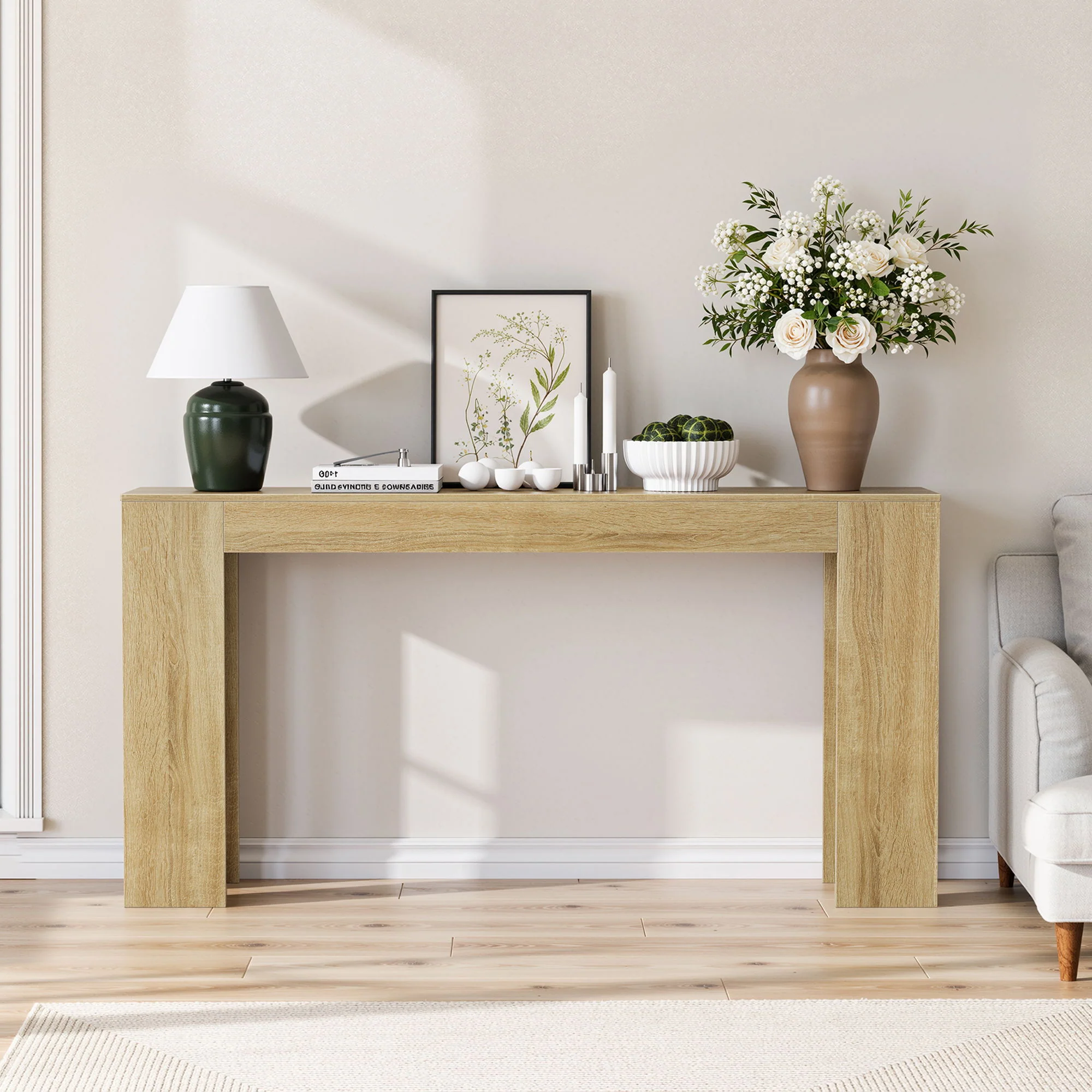 Farmhouse Style Extra Long Walnut Console Table - Image 4