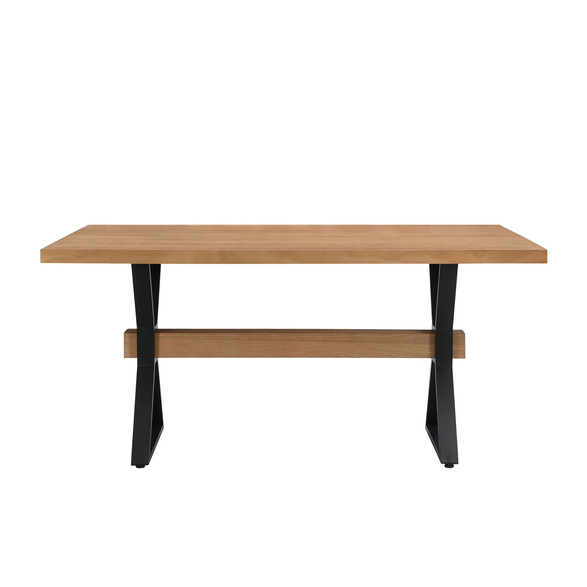 Farmhouse Style X Shaped Legs Dining Table With Metal - Natural - Image 3