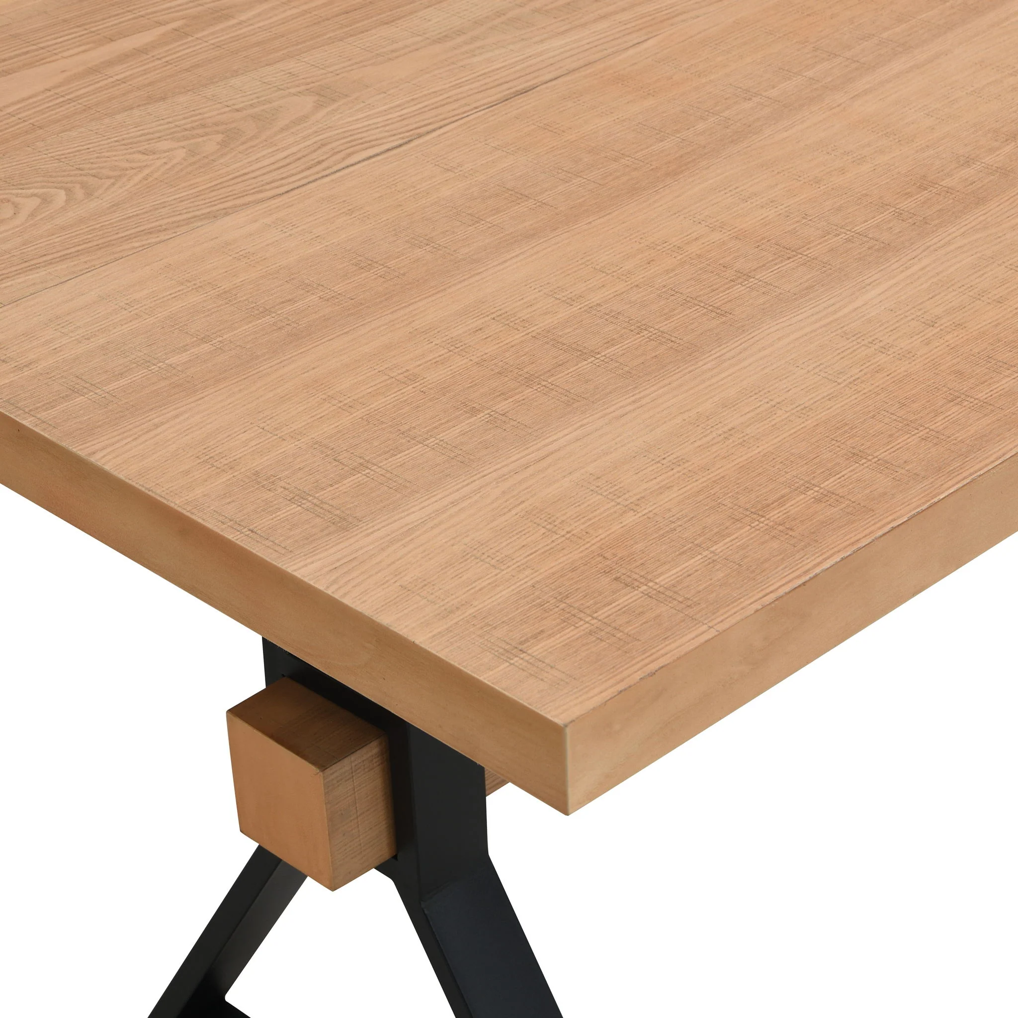 Farmhouse Style X Shaped Legs Dining Table With Metal - Natural - Image 5