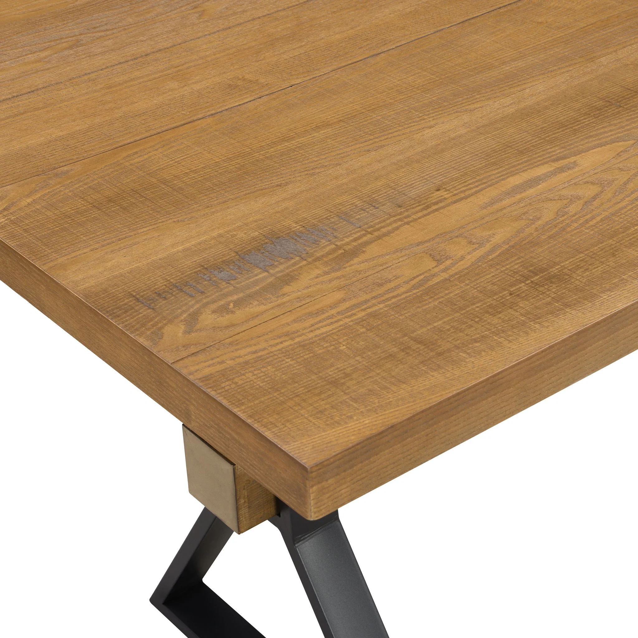 Farmhouse Style X Shaped Legs Dining Table With Moulded Details - Brown - Image 6