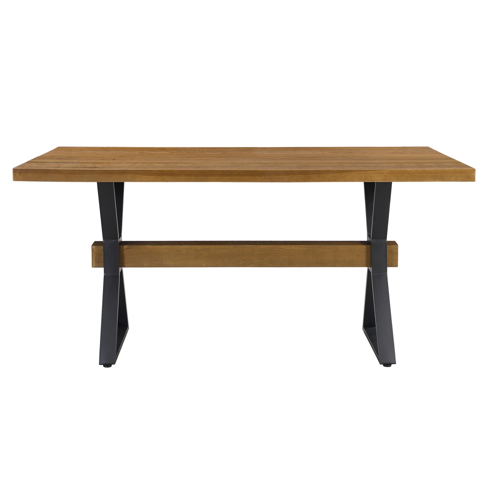 Farmhouse Style X Shaped Legs Dining Table With Moulded Details - Brown - Image 9