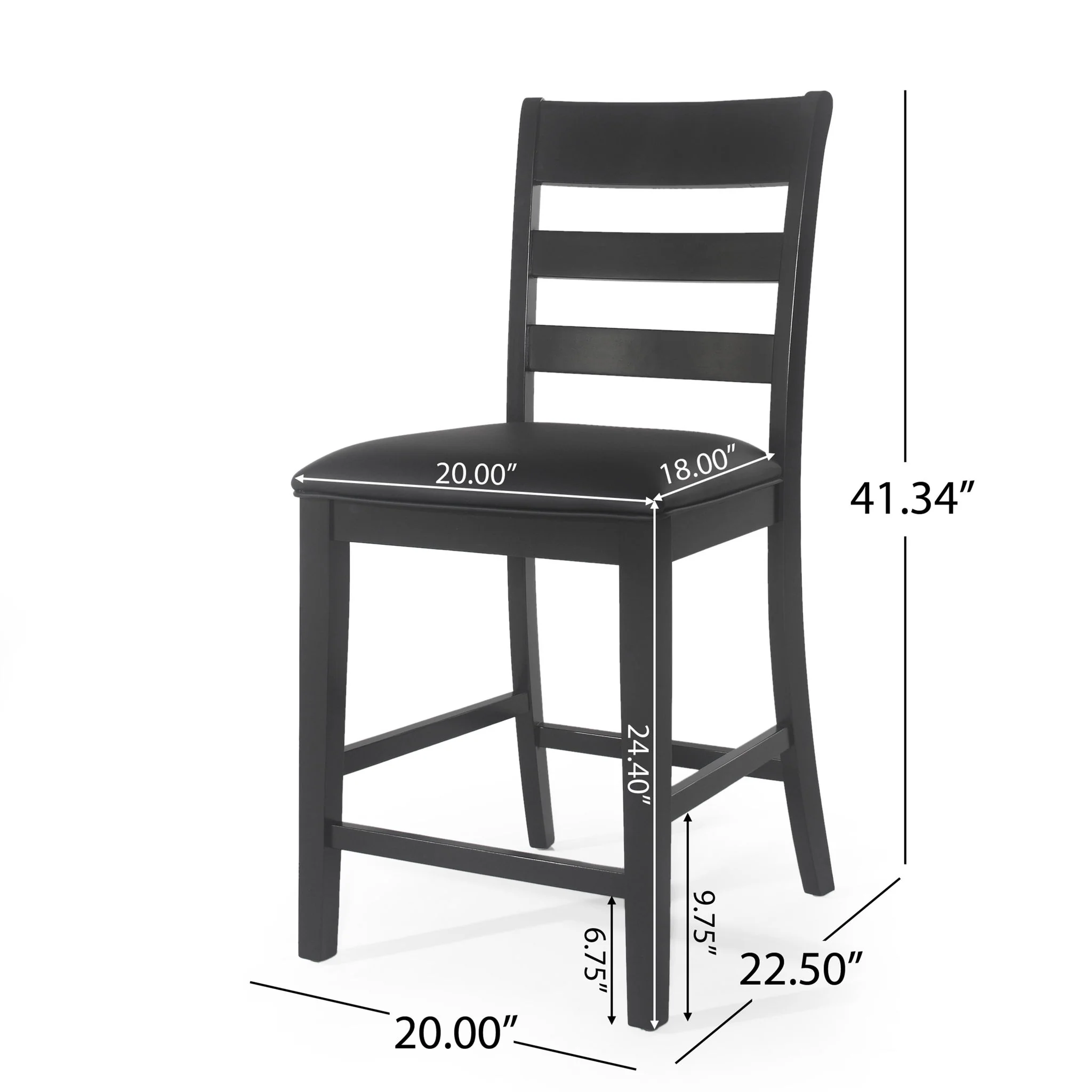 Farmhouse Upholstered Wood Counter Stools - Image 4