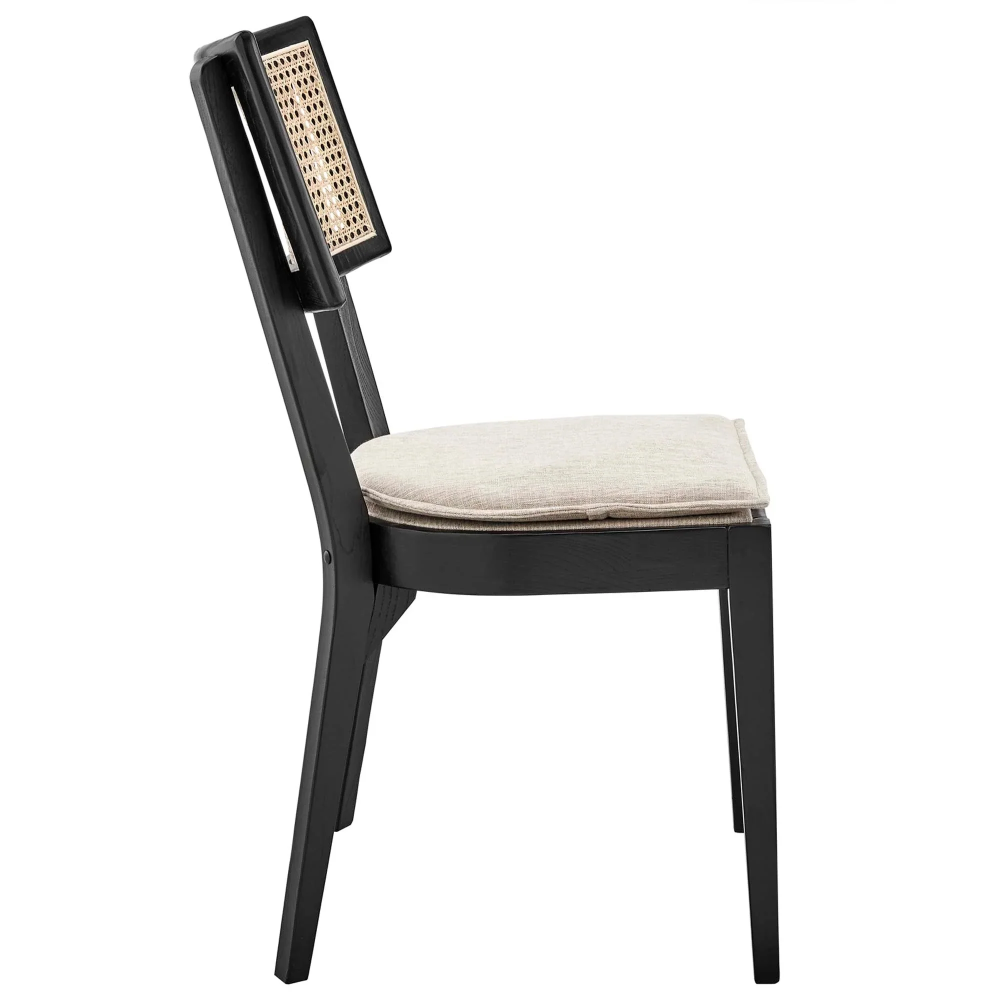 Farmhouse Wood Dining Chair with Cane Back – Black Beige - Image 2