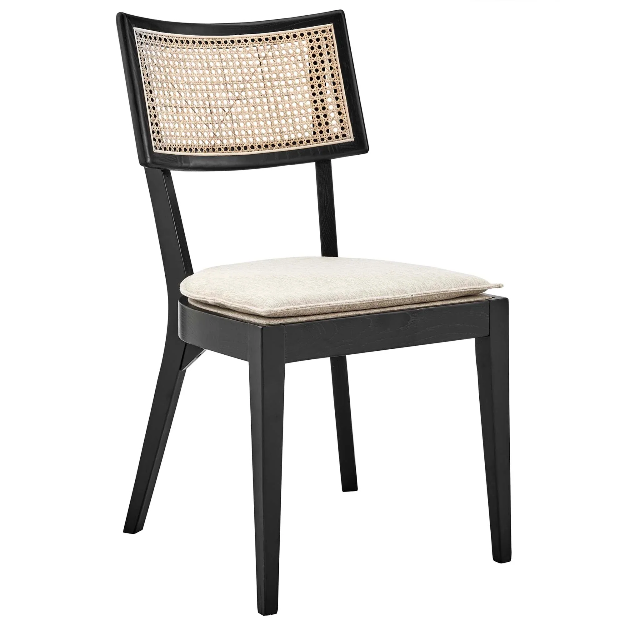 Farmhouse Wood Dining Chair with Cane Back – Black Beige - Image 3