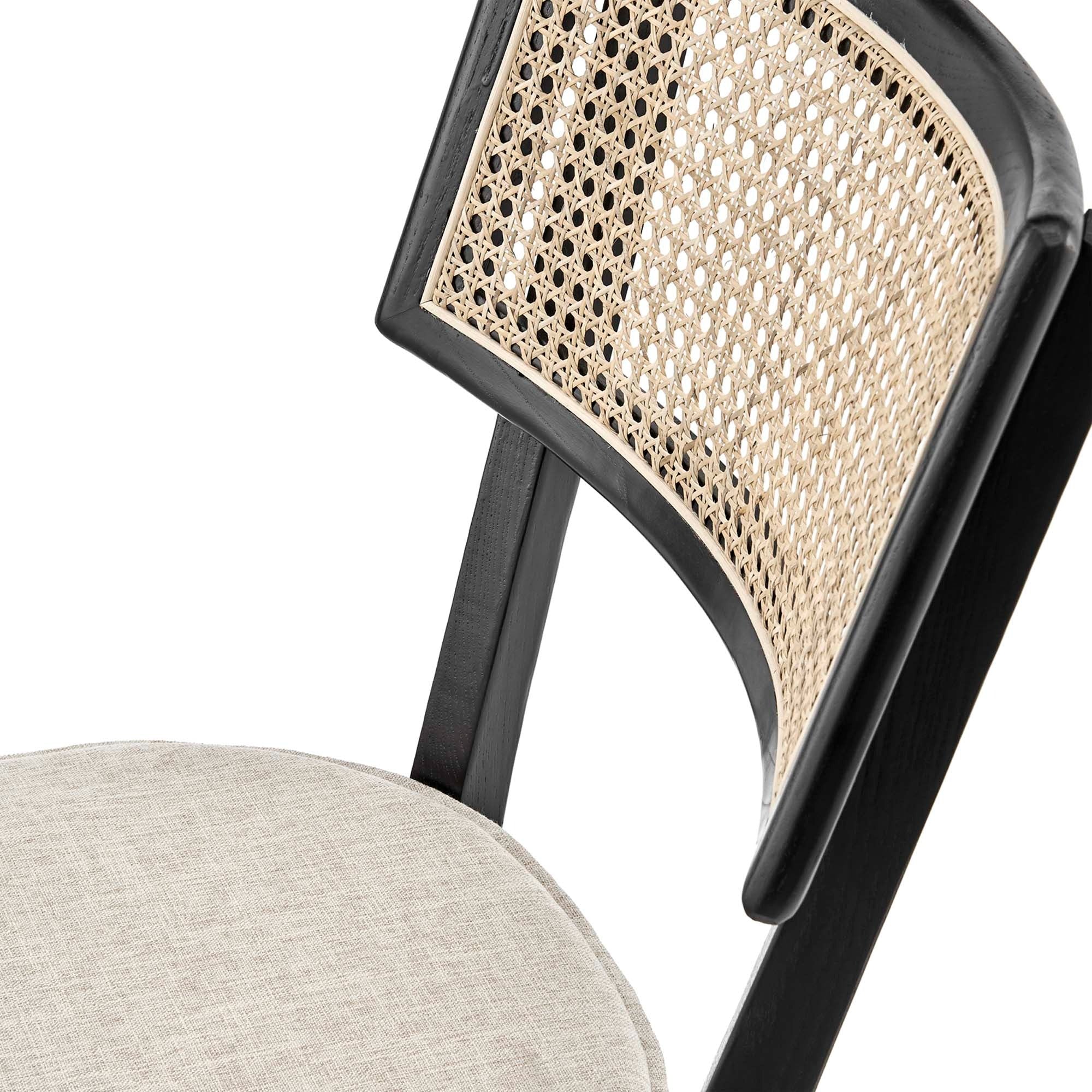 Farmhouse Wood Dining Chair with Cane Back – Black Beige - Image 8