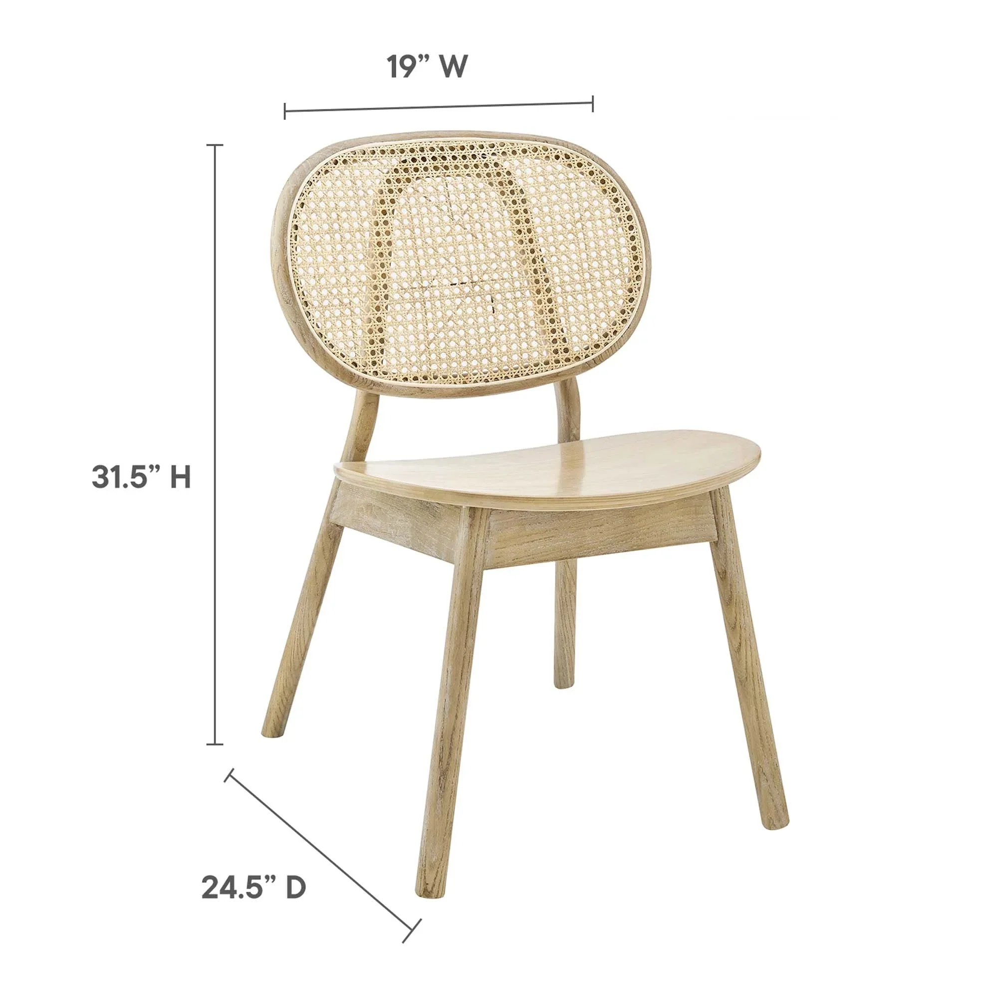 Farmhouse Wood Dining Side Chair with Rattan Cane Back - Image 7