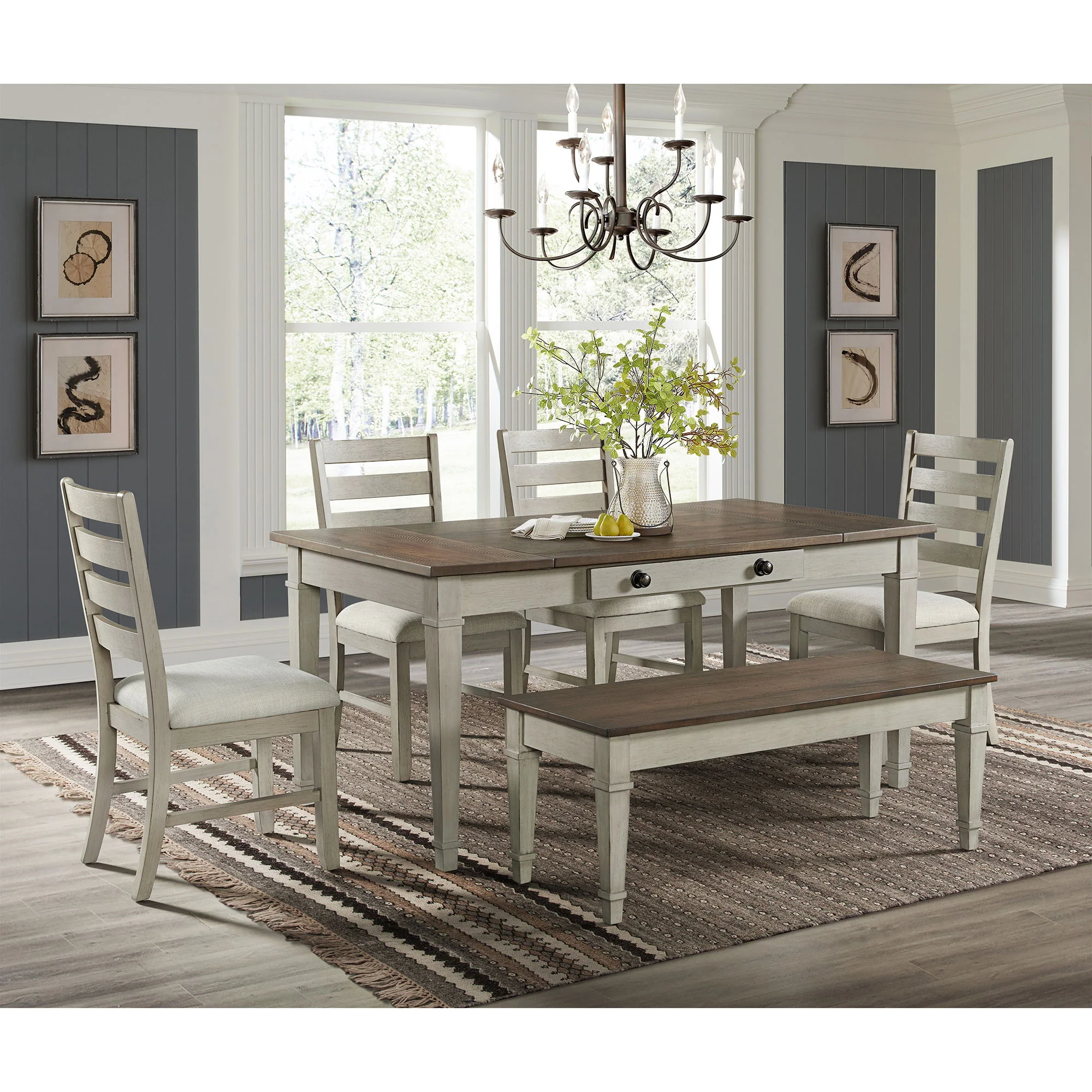 Farmington - Ladder Back Dining Side Chair (Set of 2) - Washed Stone / Light Beige - Image 6