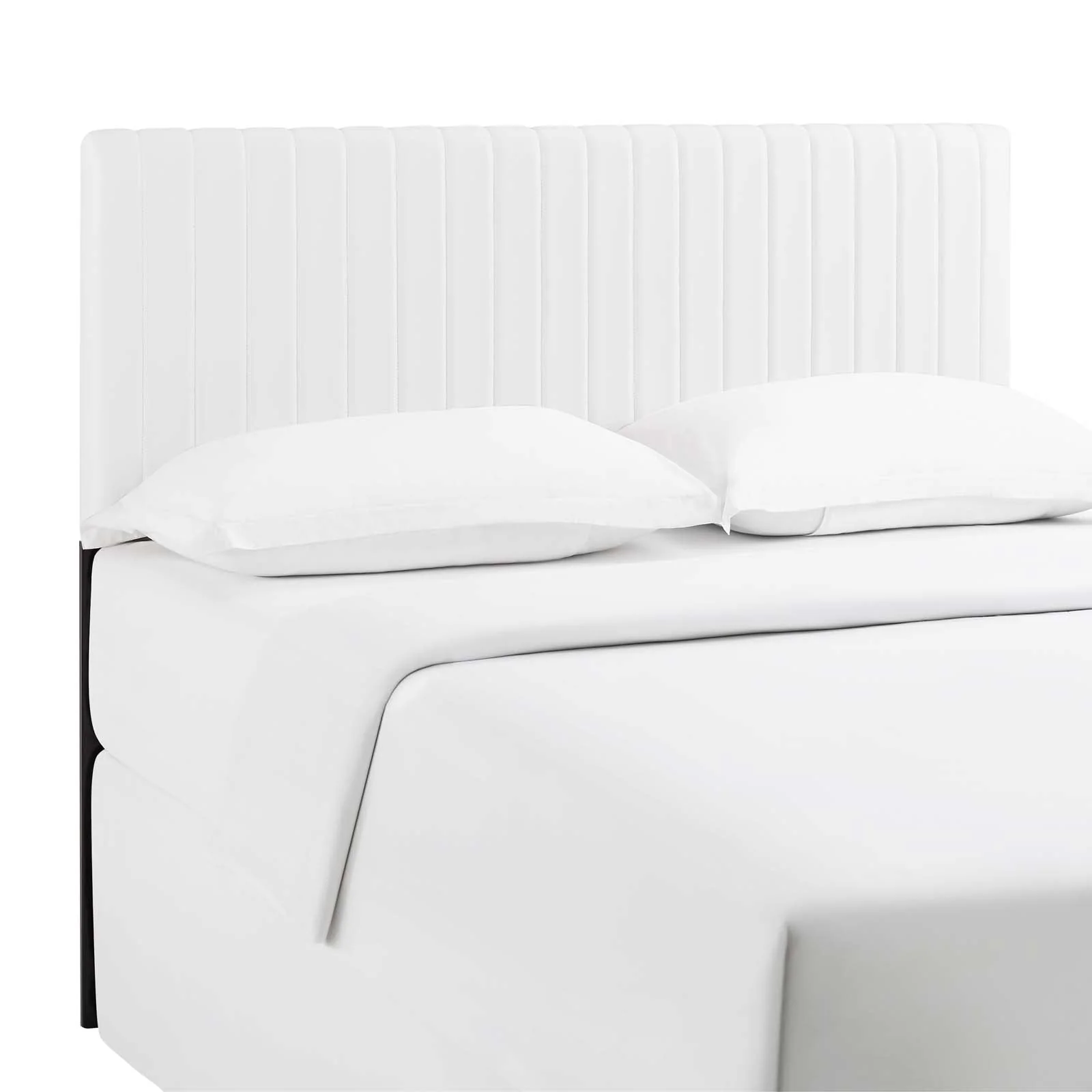 Faux Leather Upholstered Headboard with Channel Tufting - Image 11