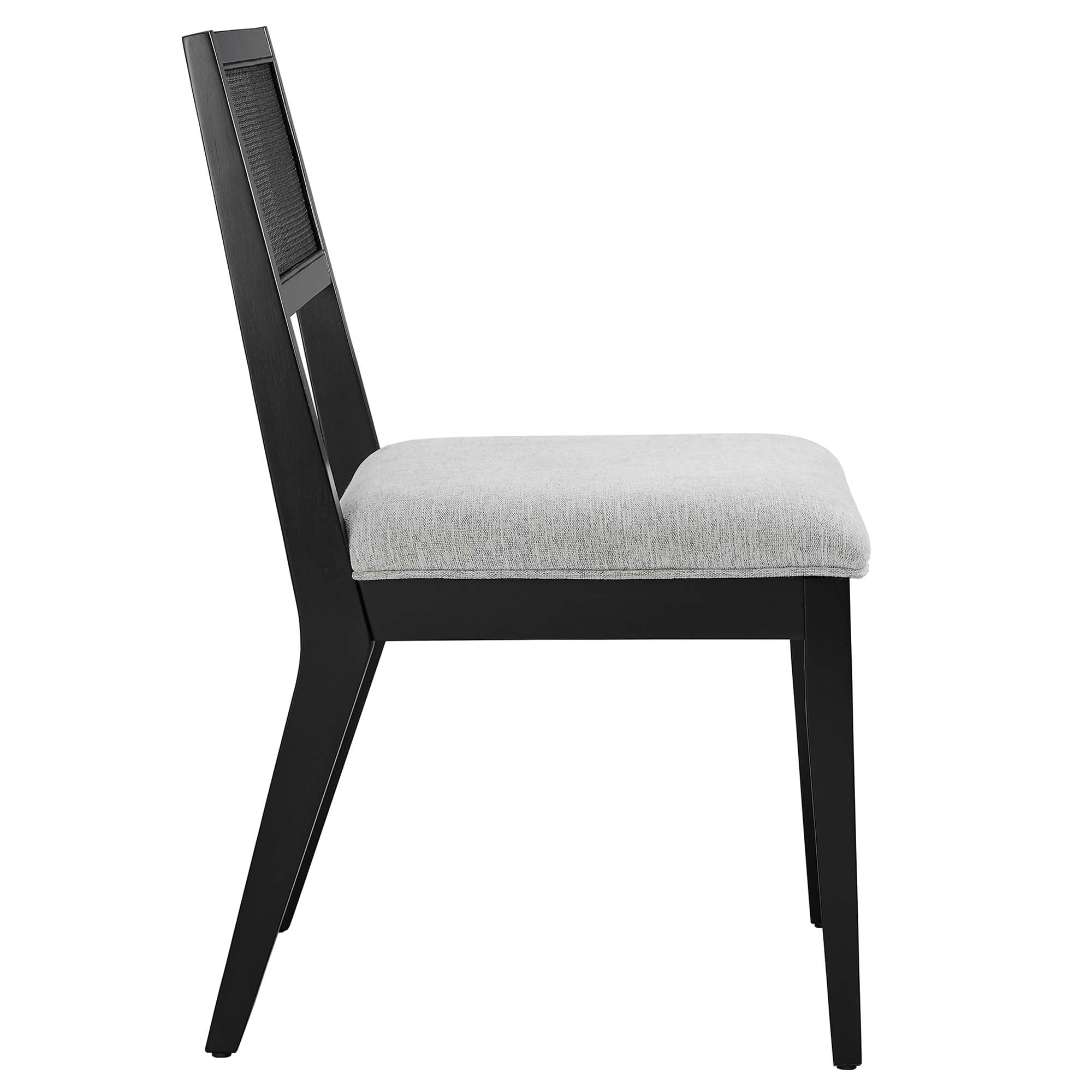 Faux Rattan Fabric Dining Side Chairs with Wood Frame – Set of 2 - Image 12