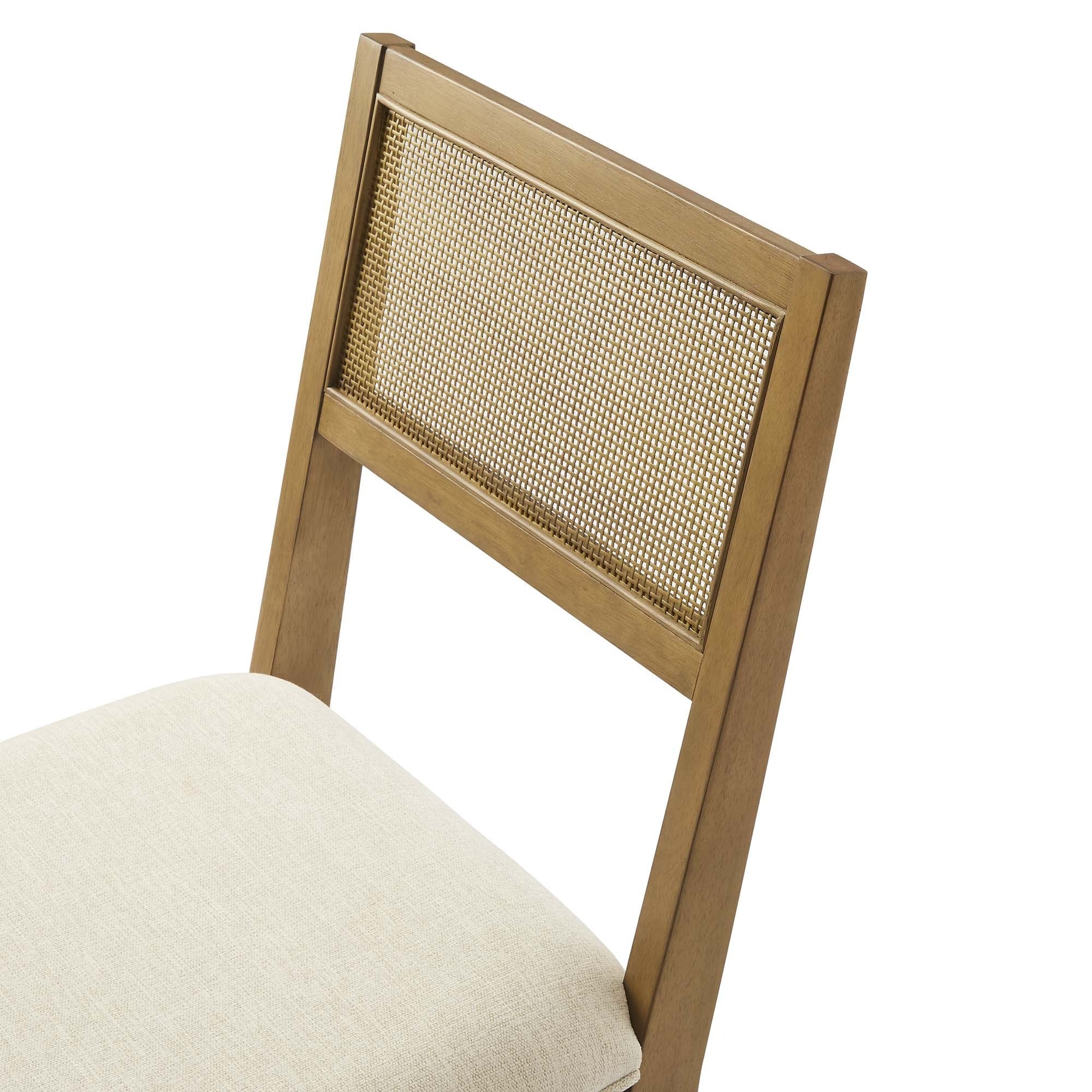 Faux Rattan Fabric Dining Side Chairs with Wood Frame – Set of 2 - Image 22