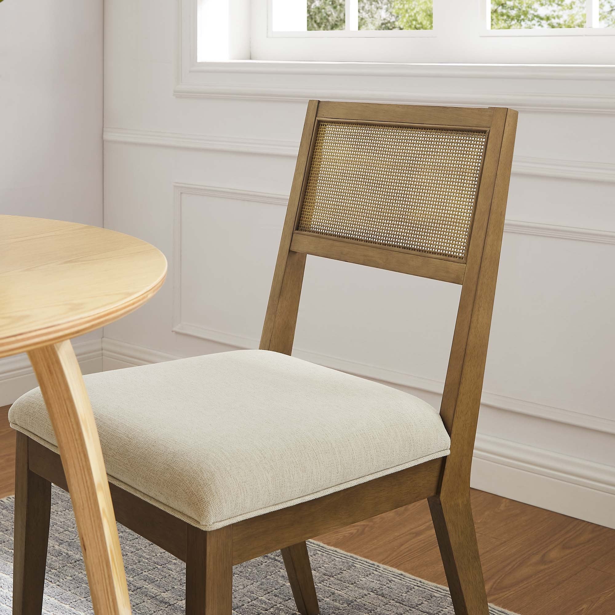 Faux Rattan Fabric Dining Side Chairs with Wood Frame – Set of 2 - Image 23