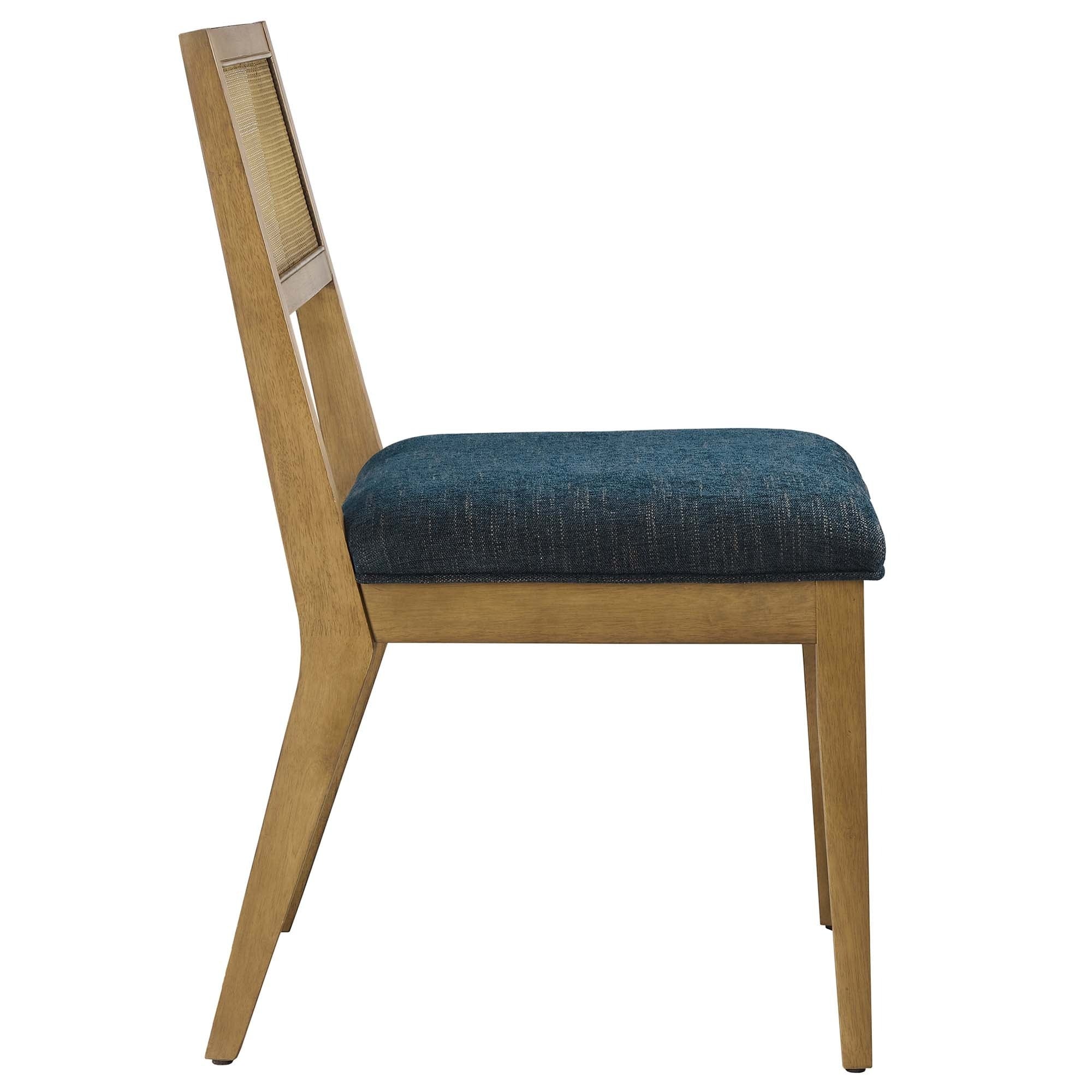 Faux Rattan Fabric Dining Side Chairs with Wood Frame – Set of 2 - Image 4