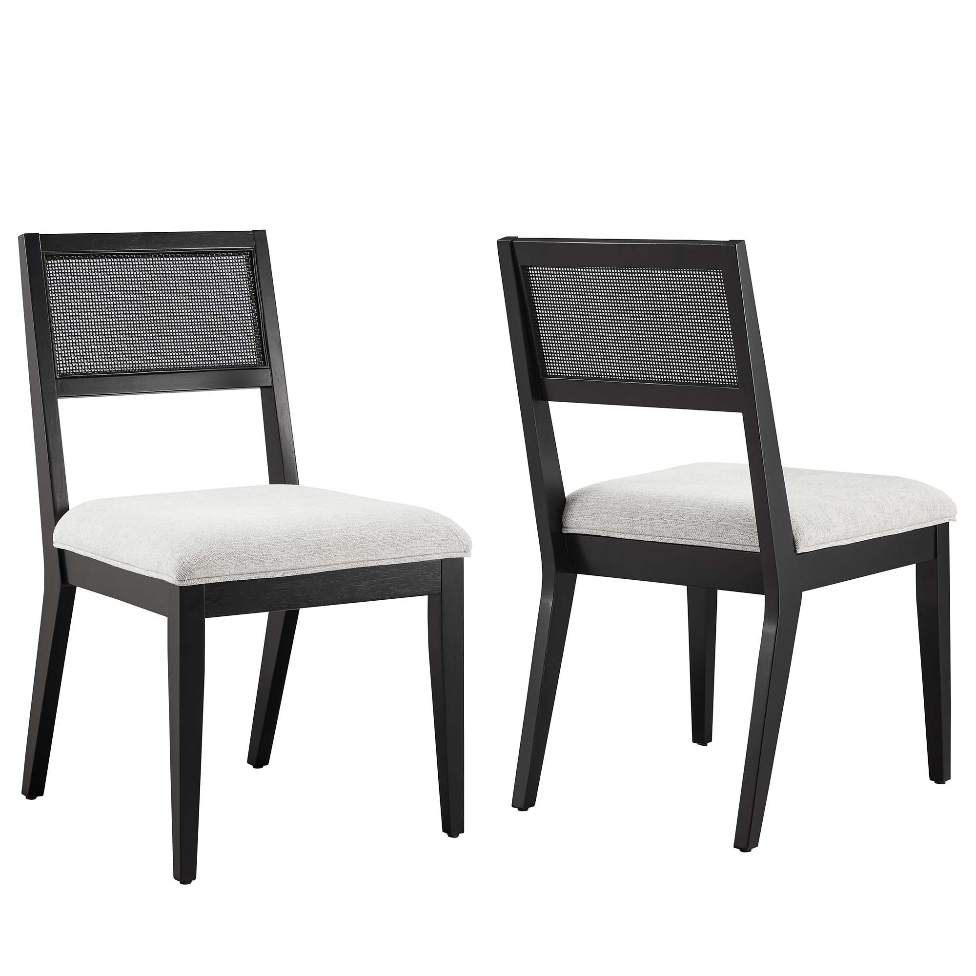 Faux Rattan Fabric Dining Side Chairs with Wood Frame – Set of 2 - Image 9