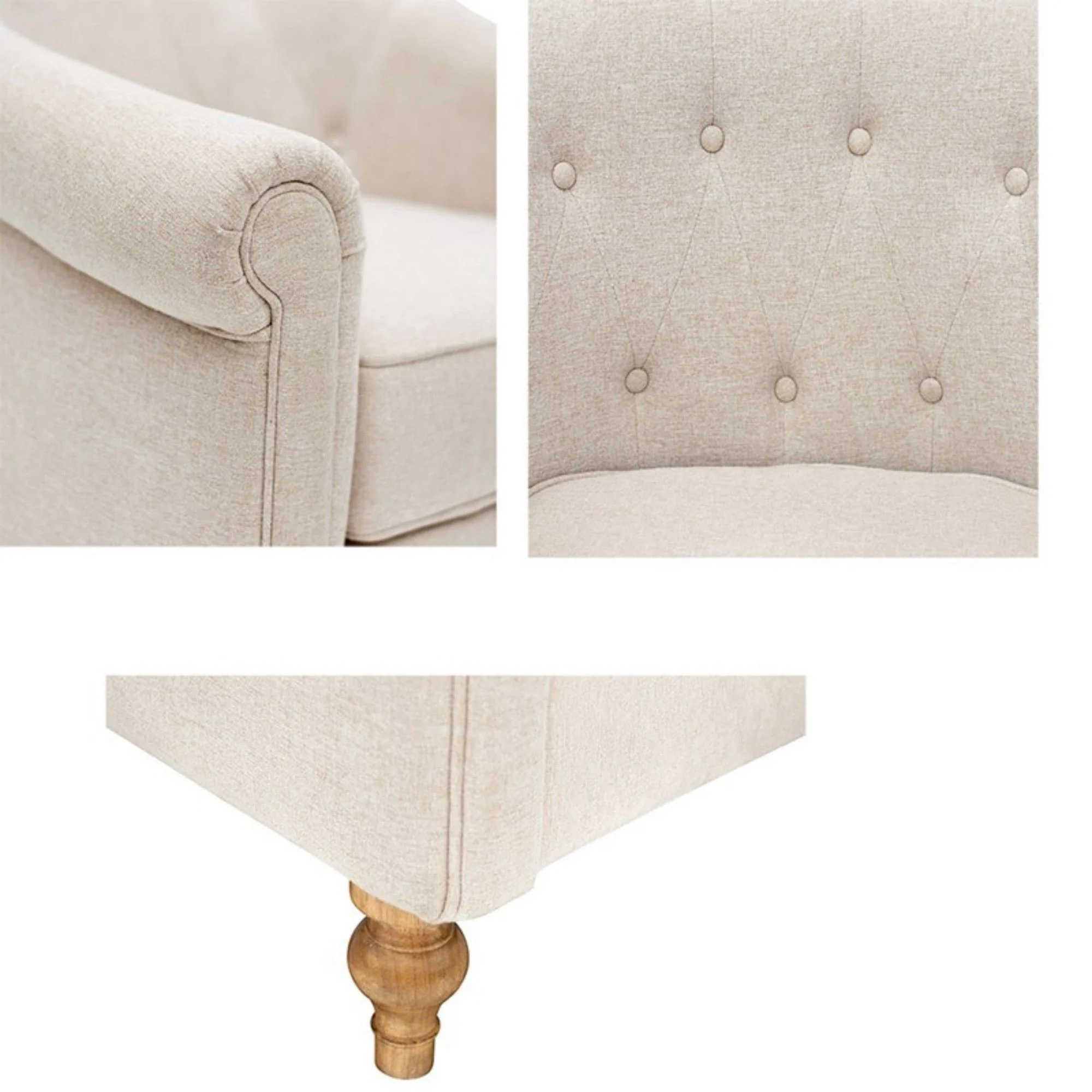 Fayette - Tufted Accent Arm Chair - Cream - Image 8