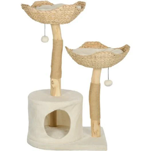Willow Cat Tree Tower with Jute Scratching Post and Condo in Cream White - Image 2