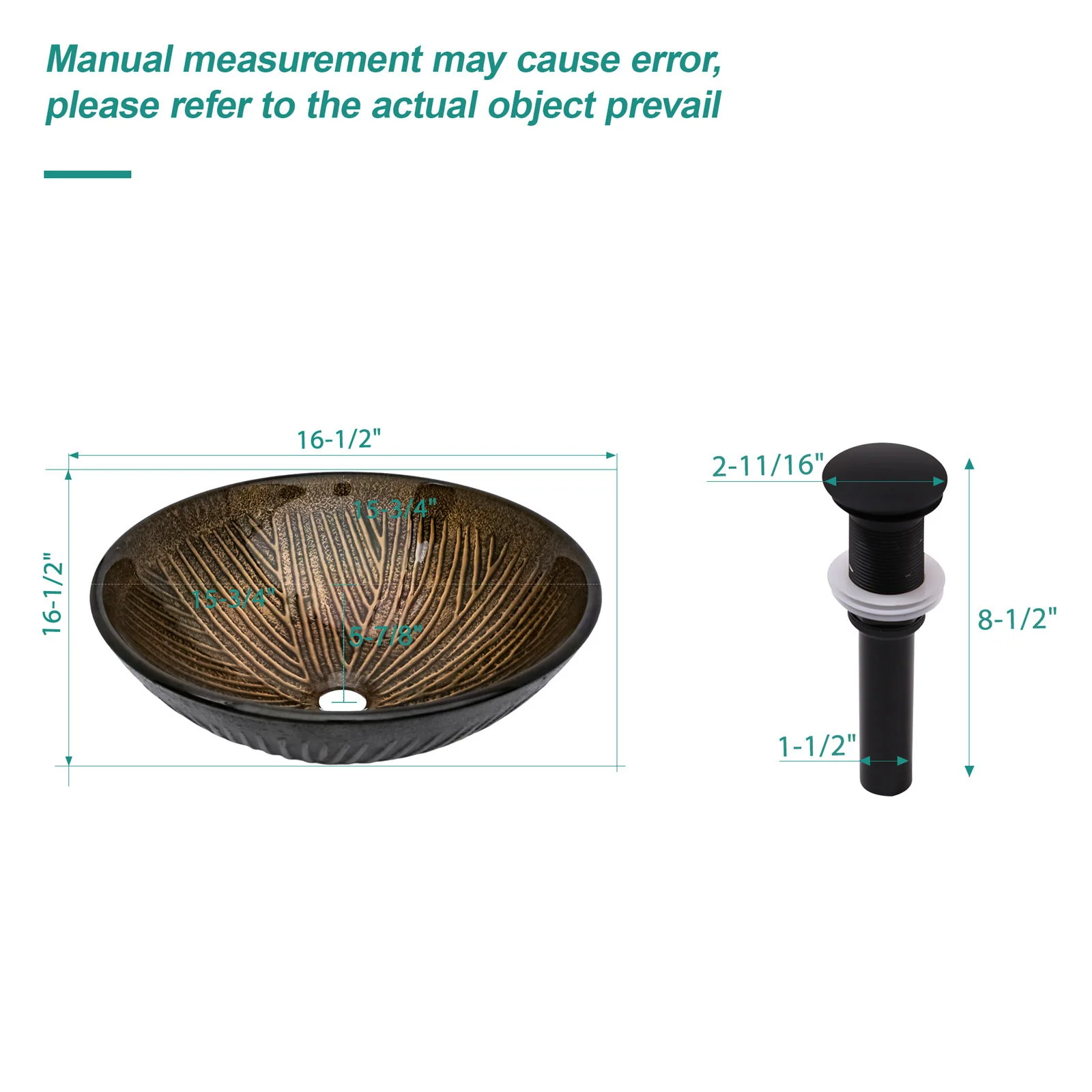 Feather Pattern Amber Vessel Sink With Pop Up Drain, Oval Bathroom Basin - Amber - Image 8