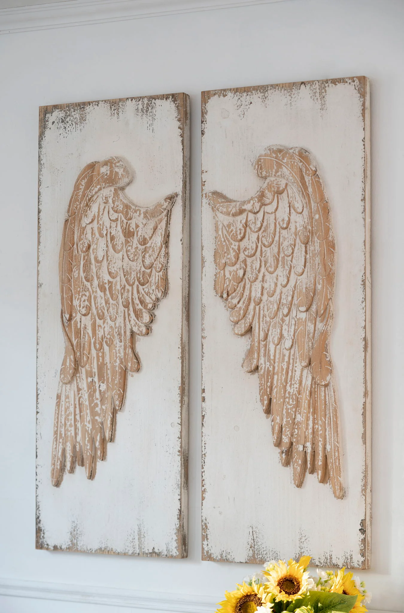 Feather Wing Wall Panels With Distressed, Rectangle Hanging Wall Art (Set of 2) - Multicolor - Image 6