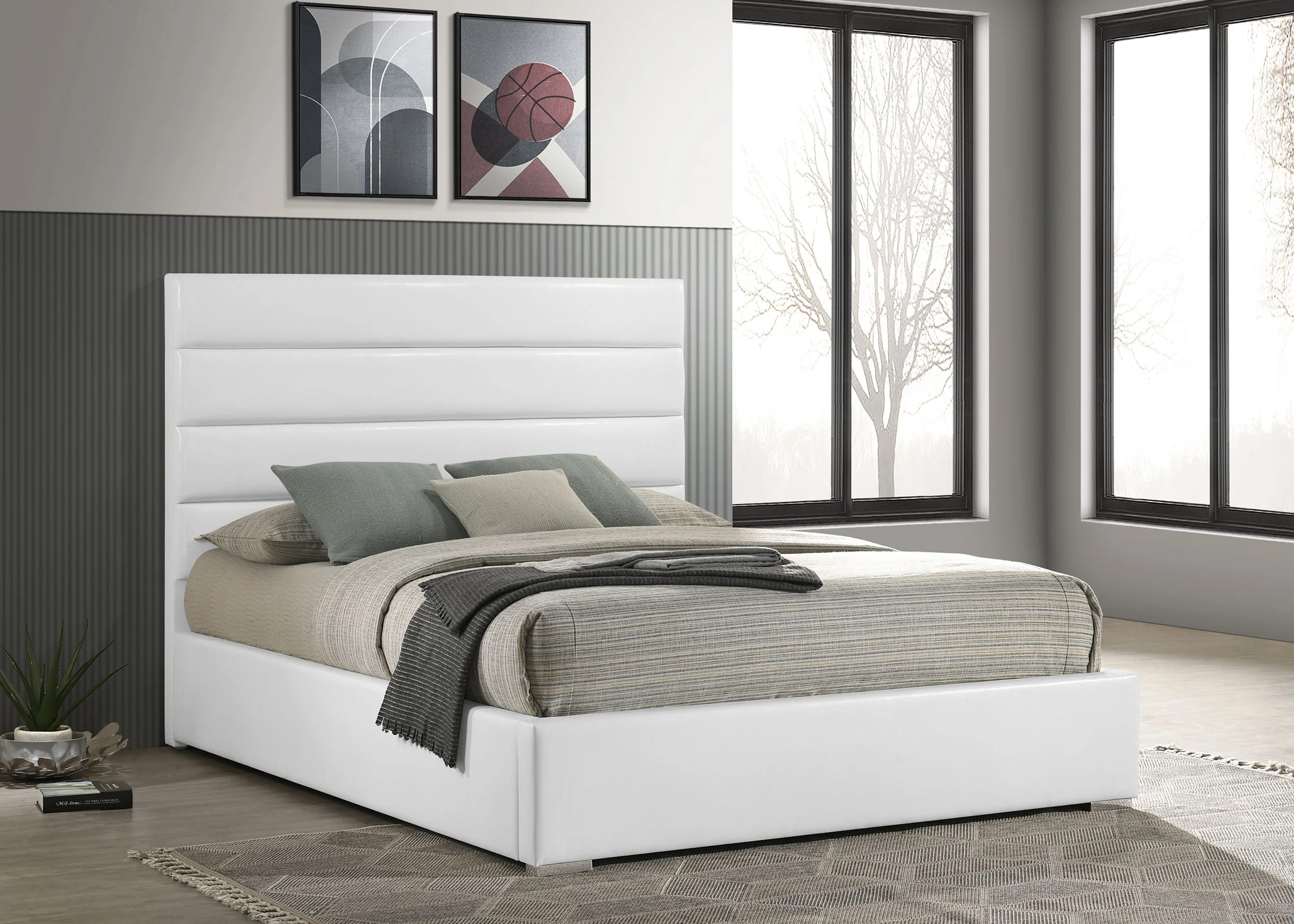 Felicity 53-Inch Upholstered Queen Platform Bed, White - Image 3