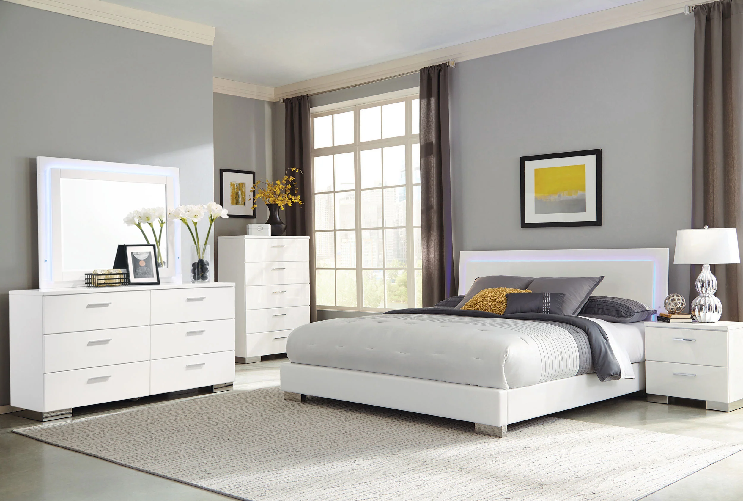 Felicity 6-Drawer Dresser White High Gloss - Image 13