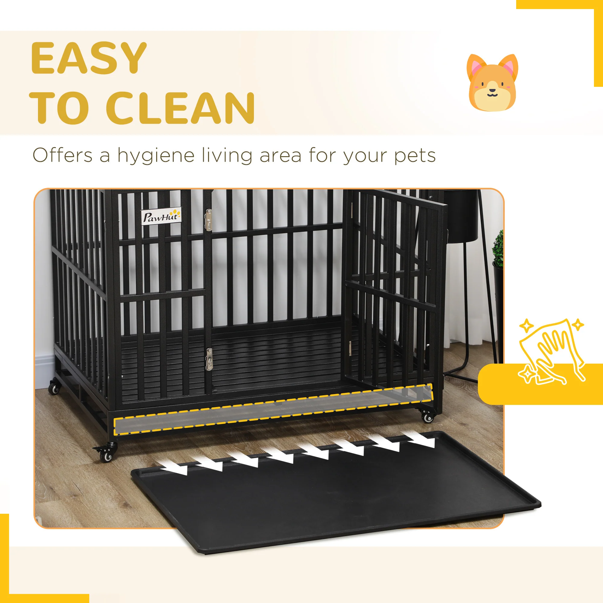 Fenris 45-Inch Heavy Duty Metal Dog Crate with Anti-Pinch Floor and Lockable Wheels - Image 9