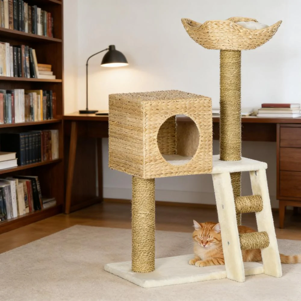 Fenwick 39-Inch Cattail Weave Cat Tree with Condo and Climbing Ladder - Image 7