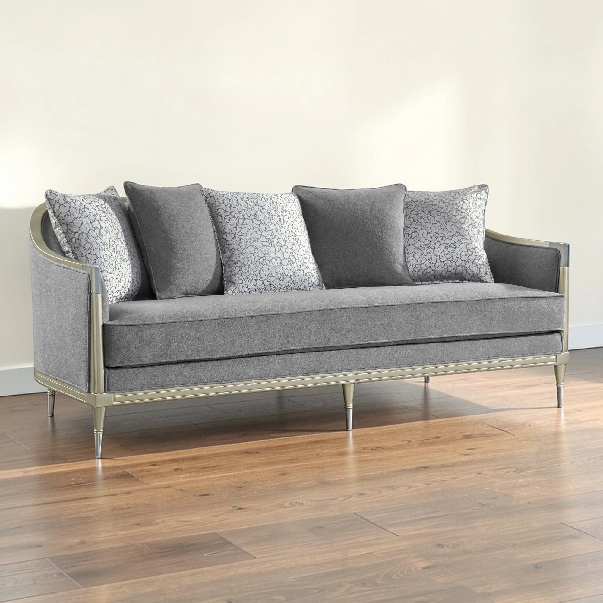 Fernando - Sofa With 5 Pillows - Champagne / Gray - Image 4
