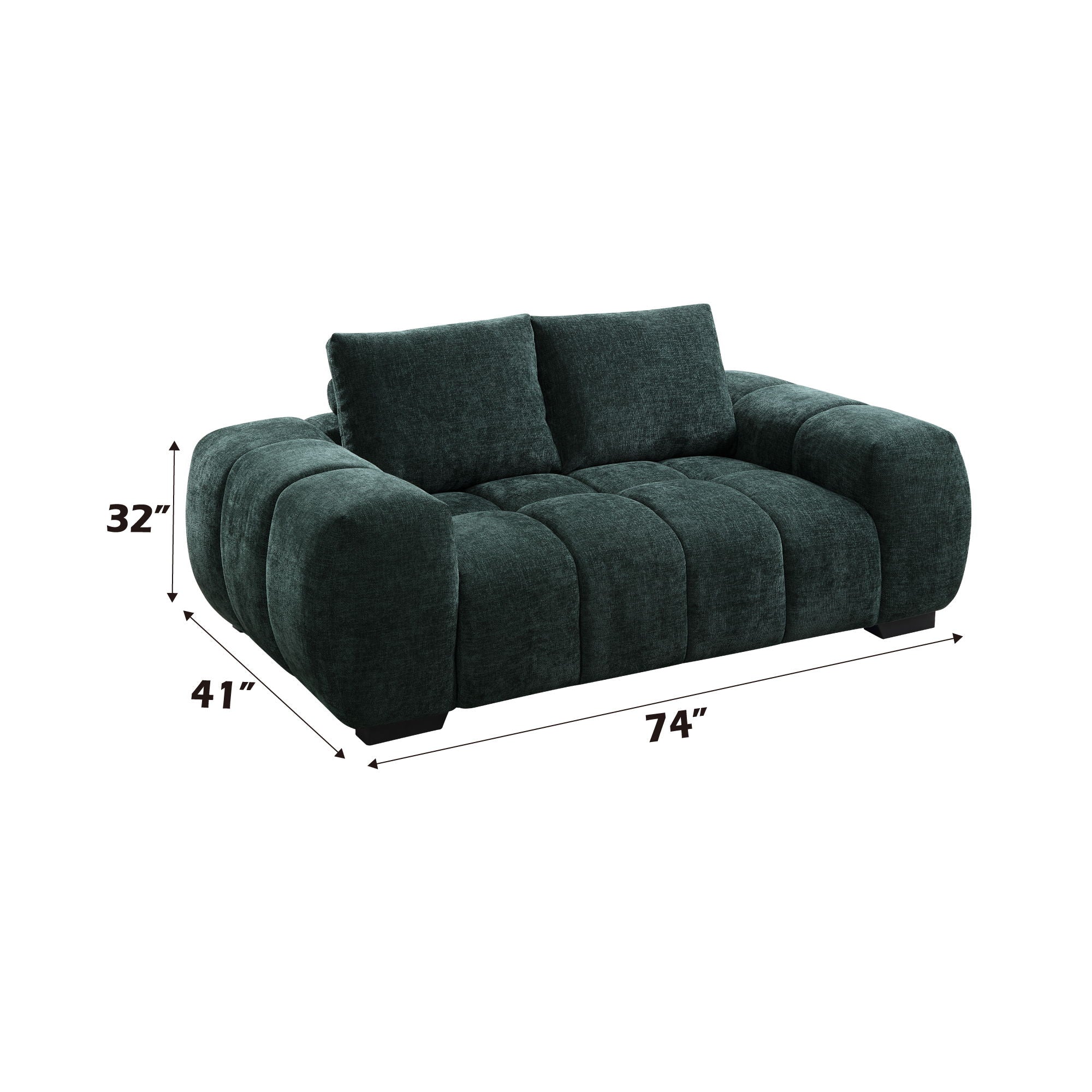 Ferrand - Chenille Loveseat - Green - Image 6