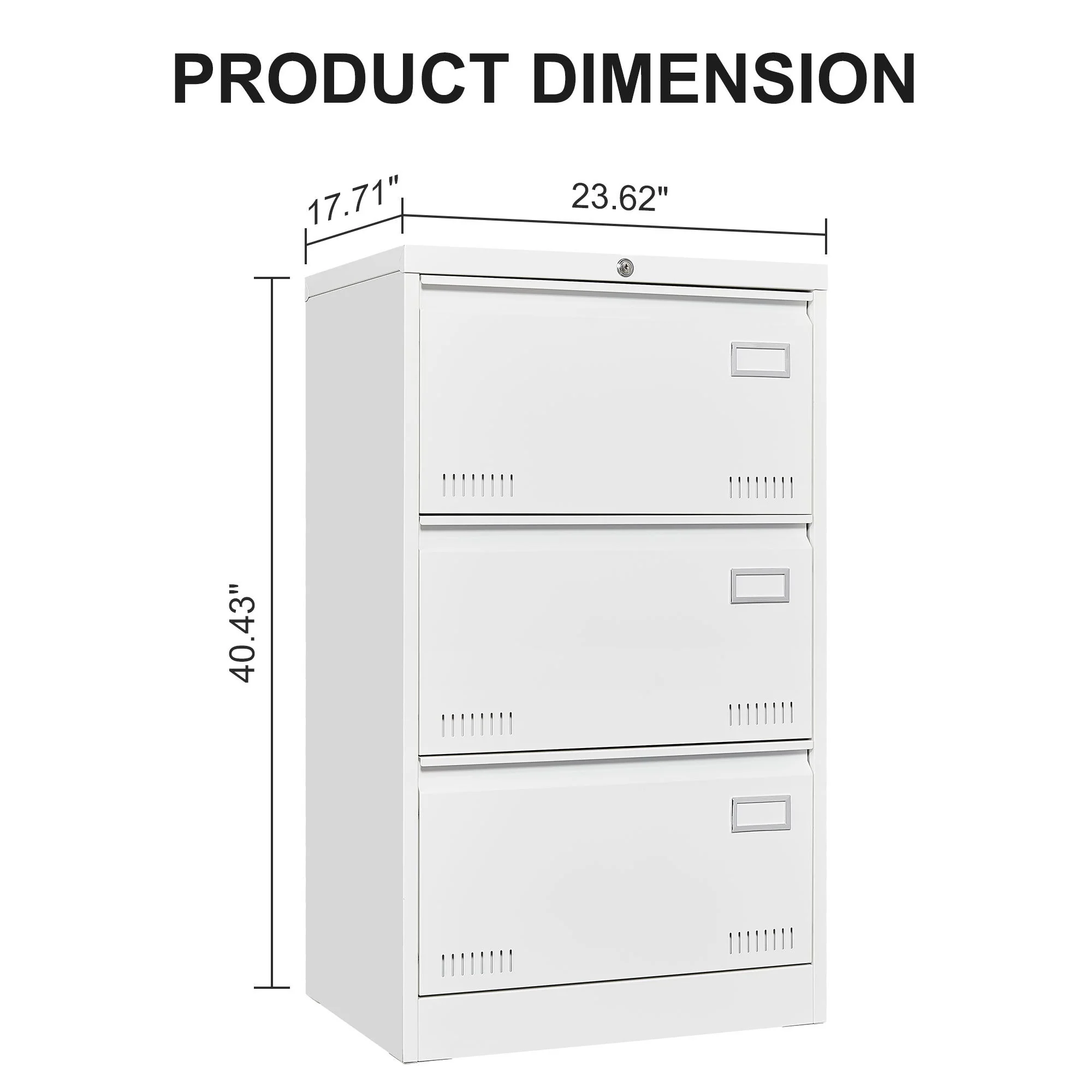 Filing Cabinet Lateral File Cabinet 3 Drawer, Locking Metal File Cabinets Three Drawer, Office Filing Cabinet With Lock Drawers For Home Office - Image 18