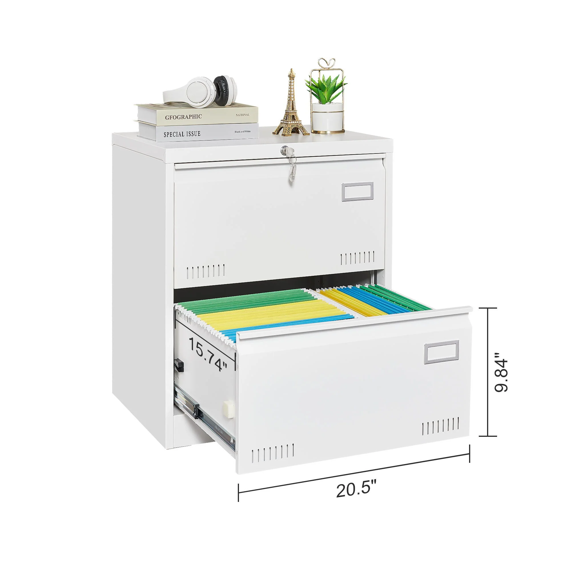 Filing Cabinet Lateral File Cabinet 3 Drawer, Locking Metal File Cabinets Three Drawer, Office Filing Cabinet With Lock Drawers For Home Office - Image 19