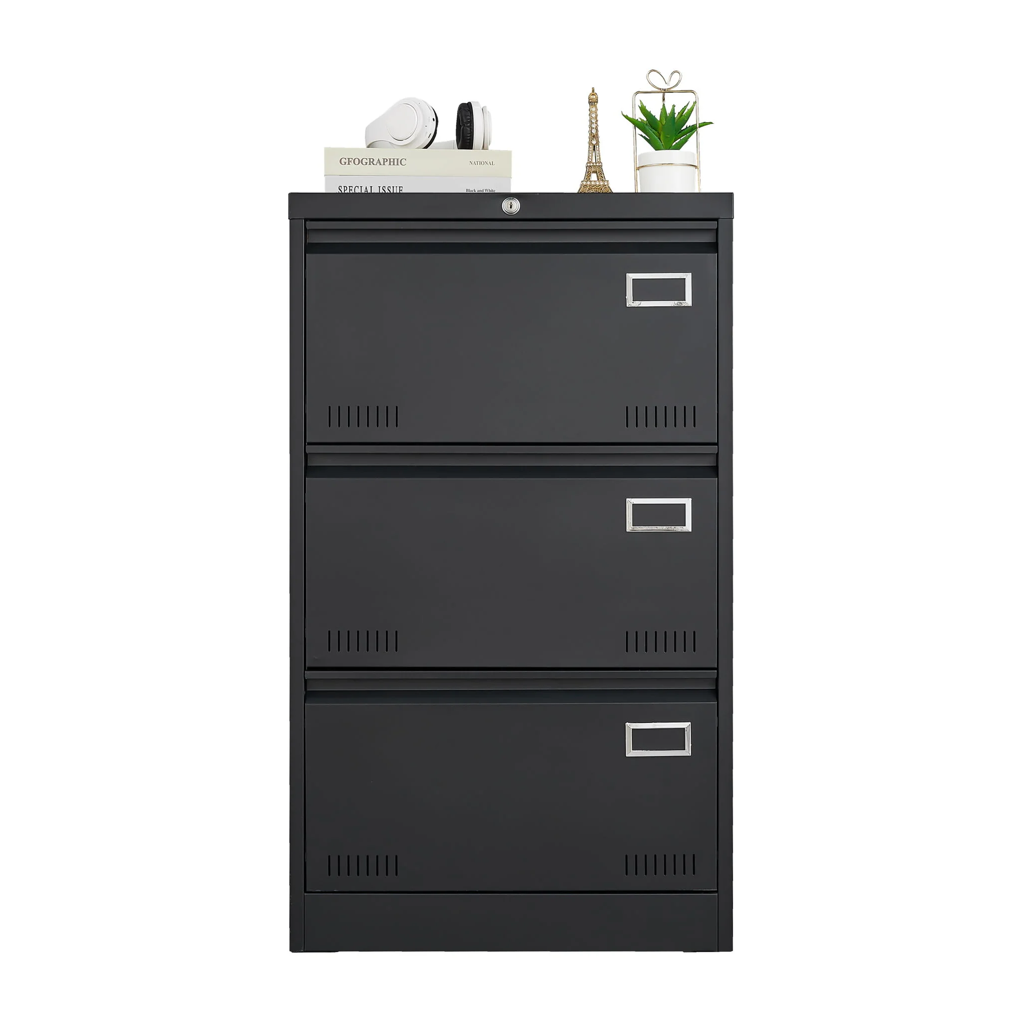 Filing Cabinet Lateral File Cabinet 3 Drawer, Locking Metal File Cabinets Three Drawer, Office Filing Cabinet With Lock Drawers For Home Office - Image 5