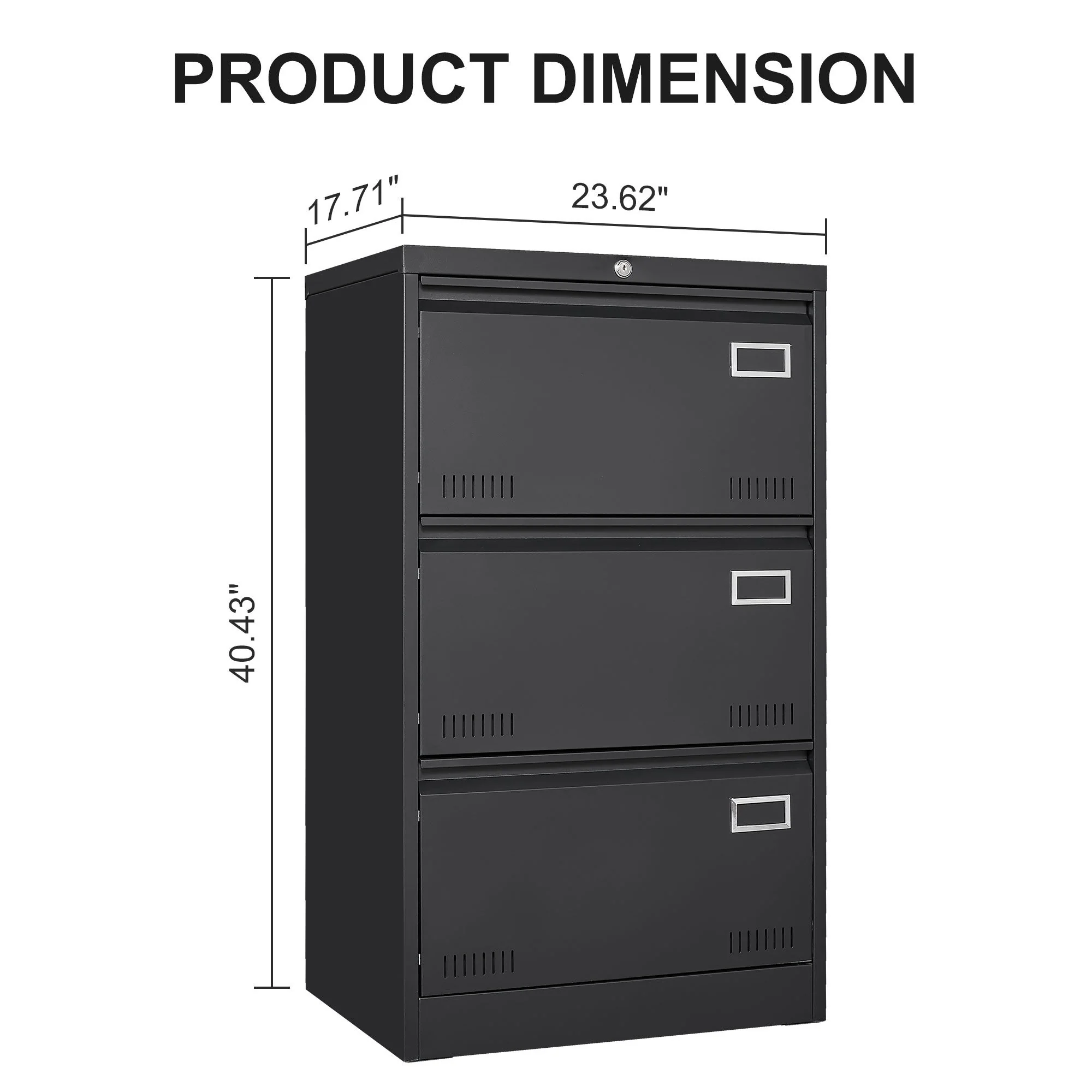 Filing Cabinet Lateral File Cabinet 3 Drawer, Locking Metal File Cabinets Three Drawer, Office Filing Cabinet With Lock Drawers For Home Office - Image 7
