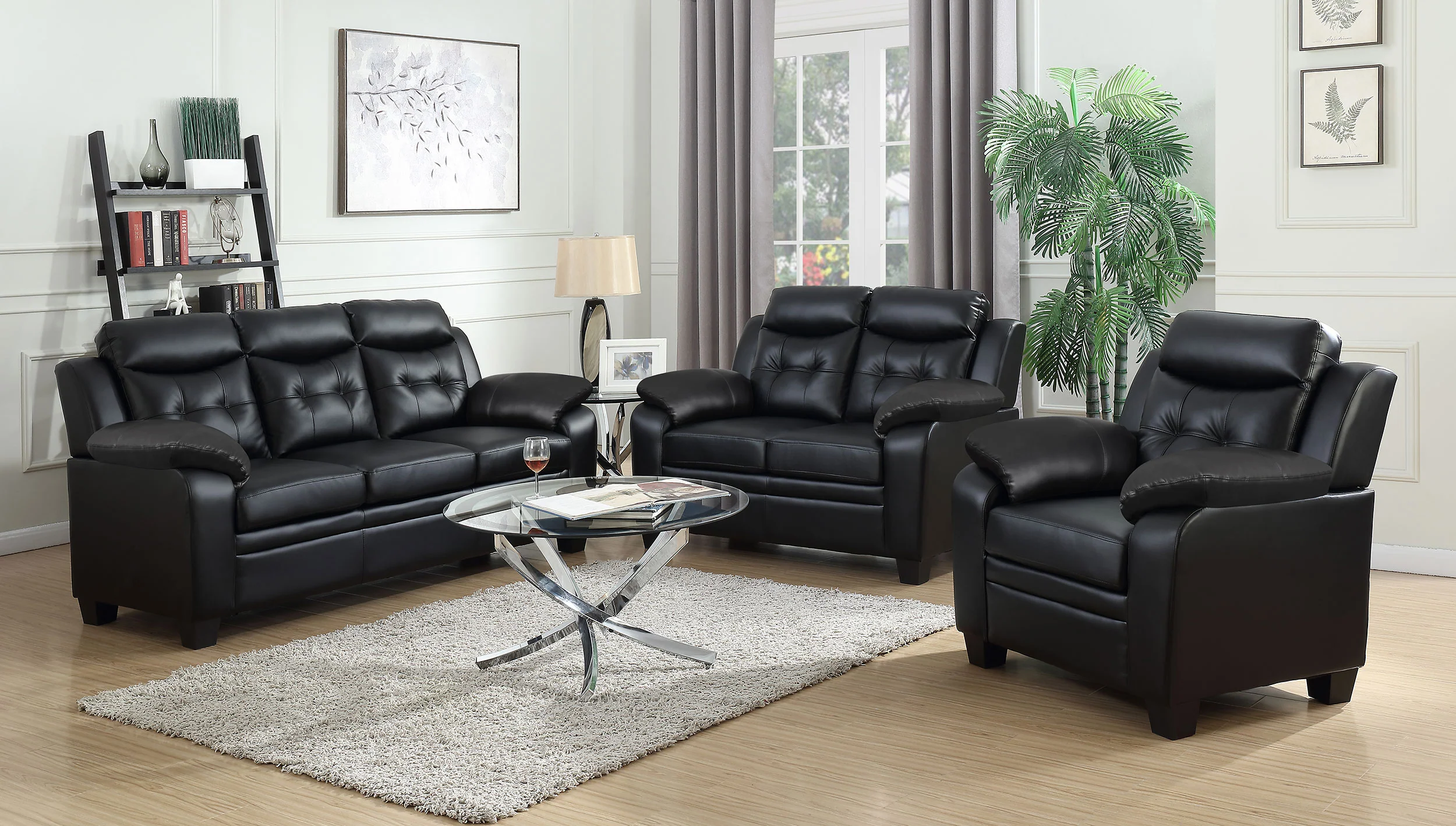 Finley Upholstered Tufted Accent Chair - Black - Image 10