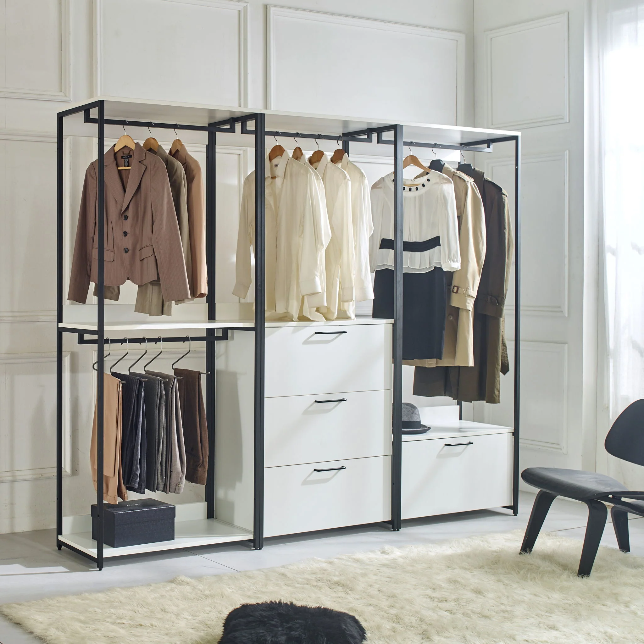 Fiona - Contemporary Wood And Metal Walk In Closet With Drawers - Image 13