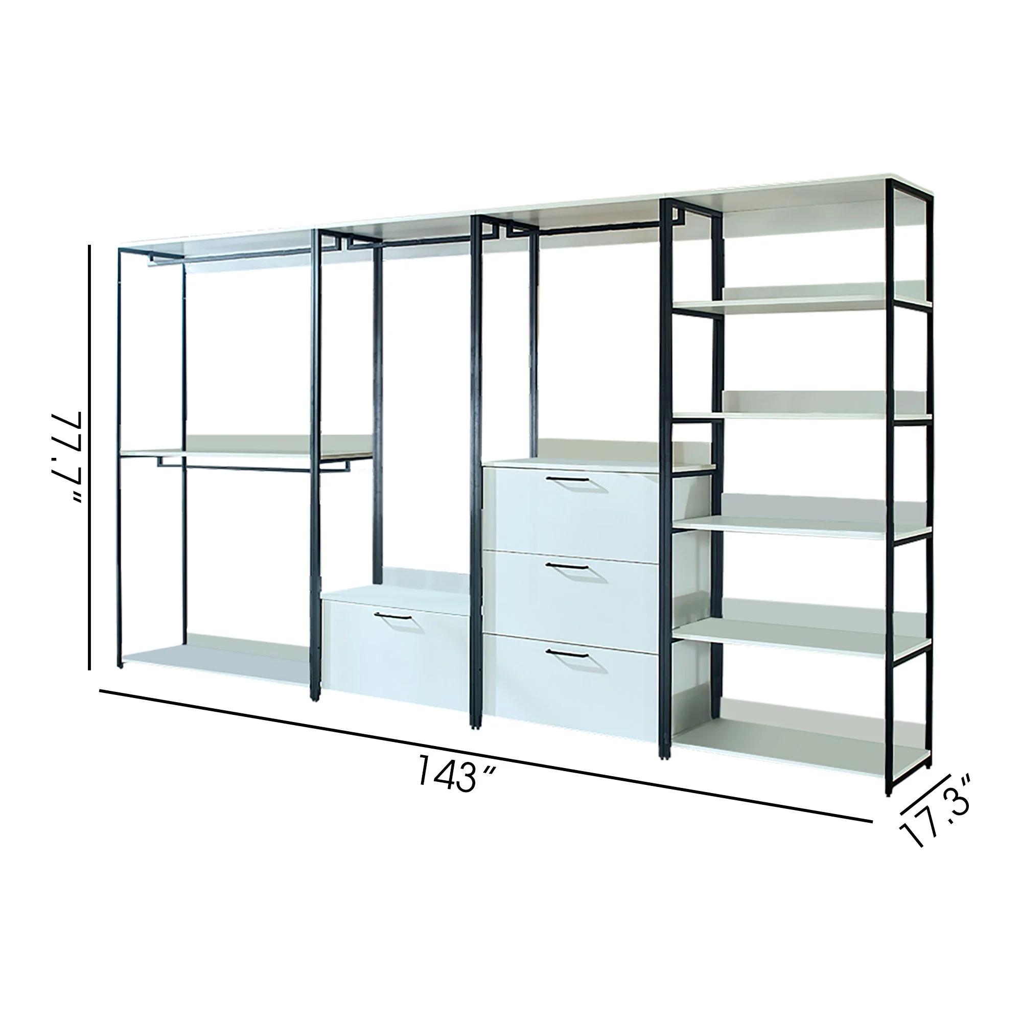 Fiona - Freestanding, Walk-In Closet System - White - Wood - Image 7