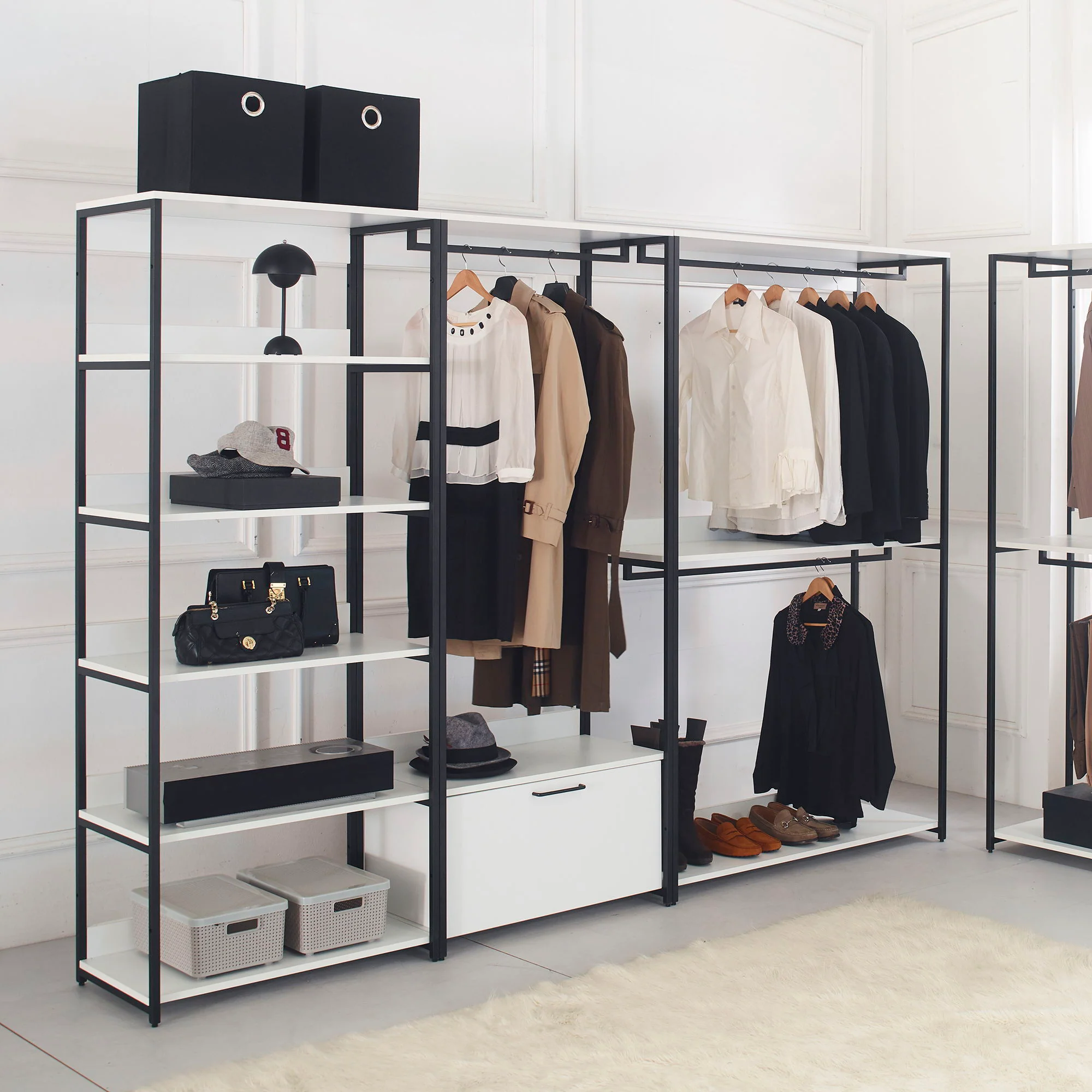 Fiona - Freestanding Walk-In Closet System, Extra Storage Space - White - Image 3