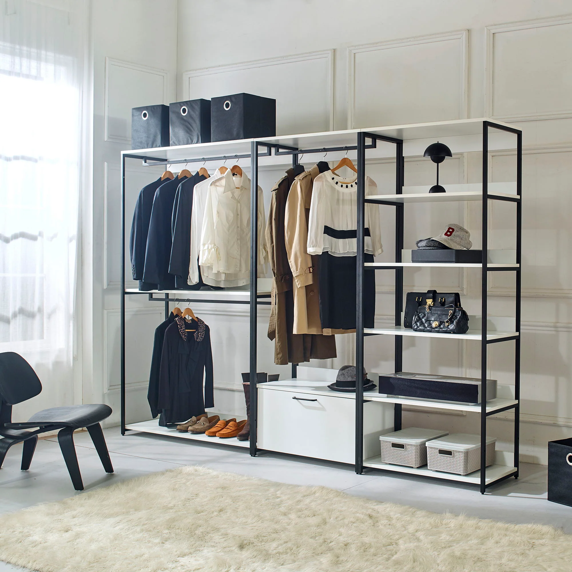 Fiona - Freestanding Walk-In Closet System, Extra Storage Space - White - Image 4