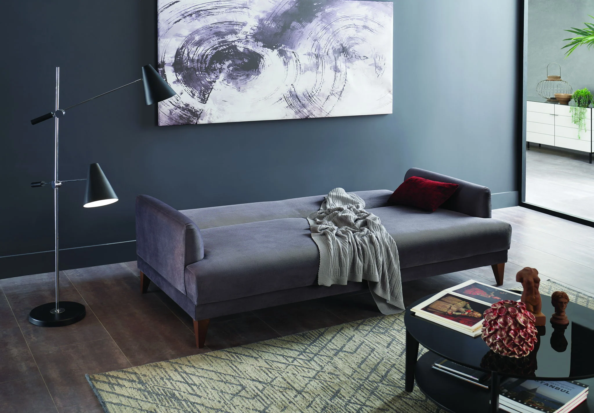 Fiore - 3 Seater Sofa Bed - Dark Grey - Image 2