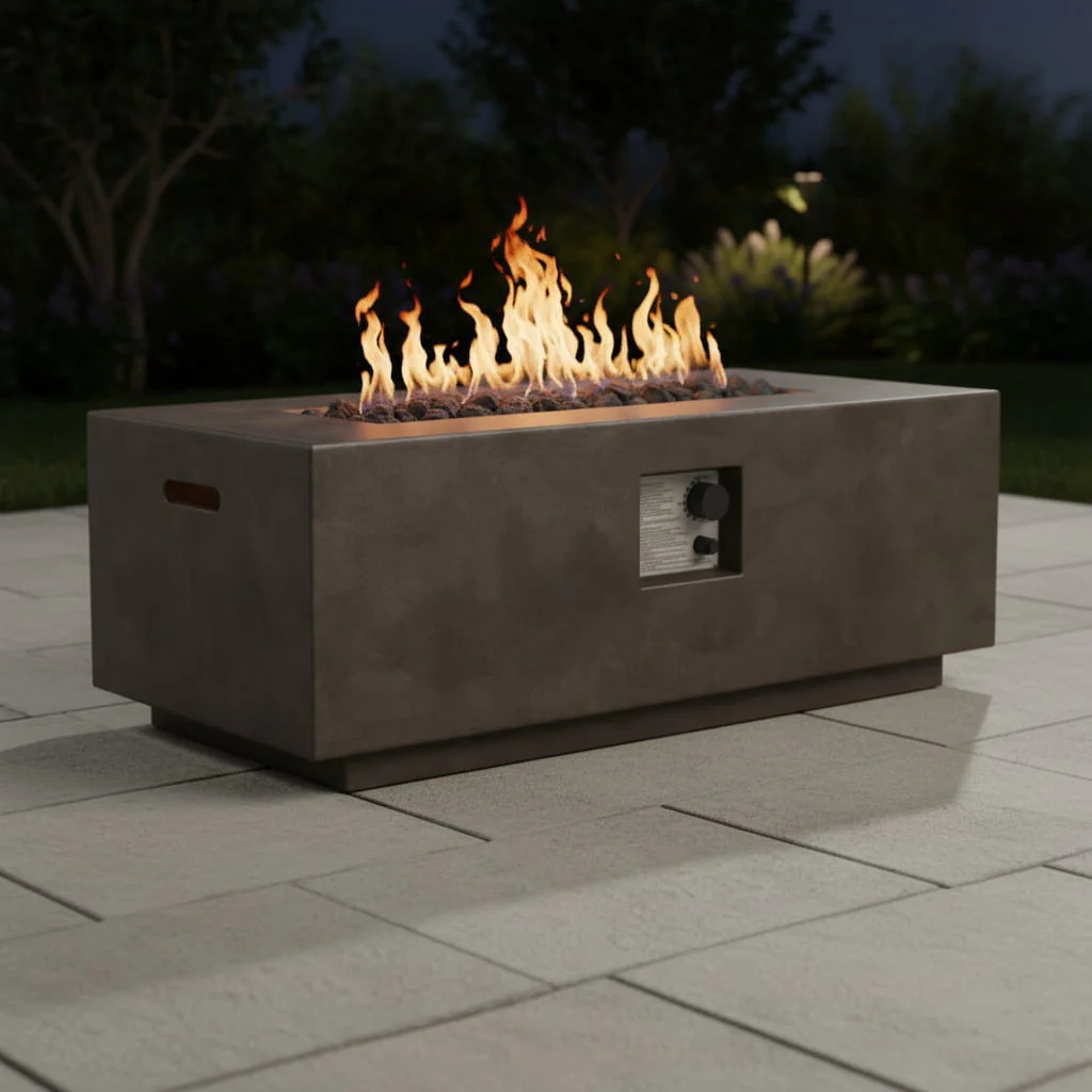 Fire Pit Table Outdoor Heater Dual Fuel Concrete Construction 42x15in - Image 12