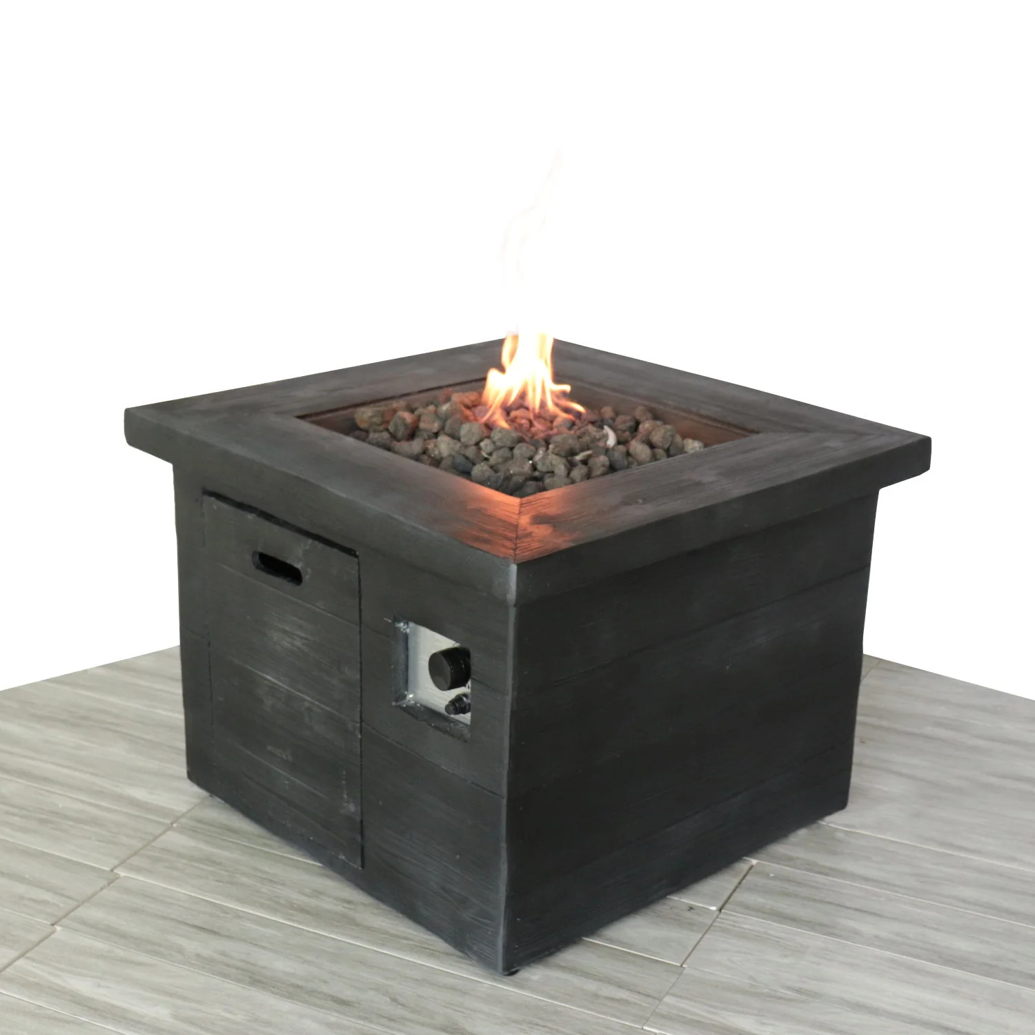 Fire Pit Table Outdoor Heater Dual Fuel Fiber Reinforced 32x24in Charcoal - Image 2