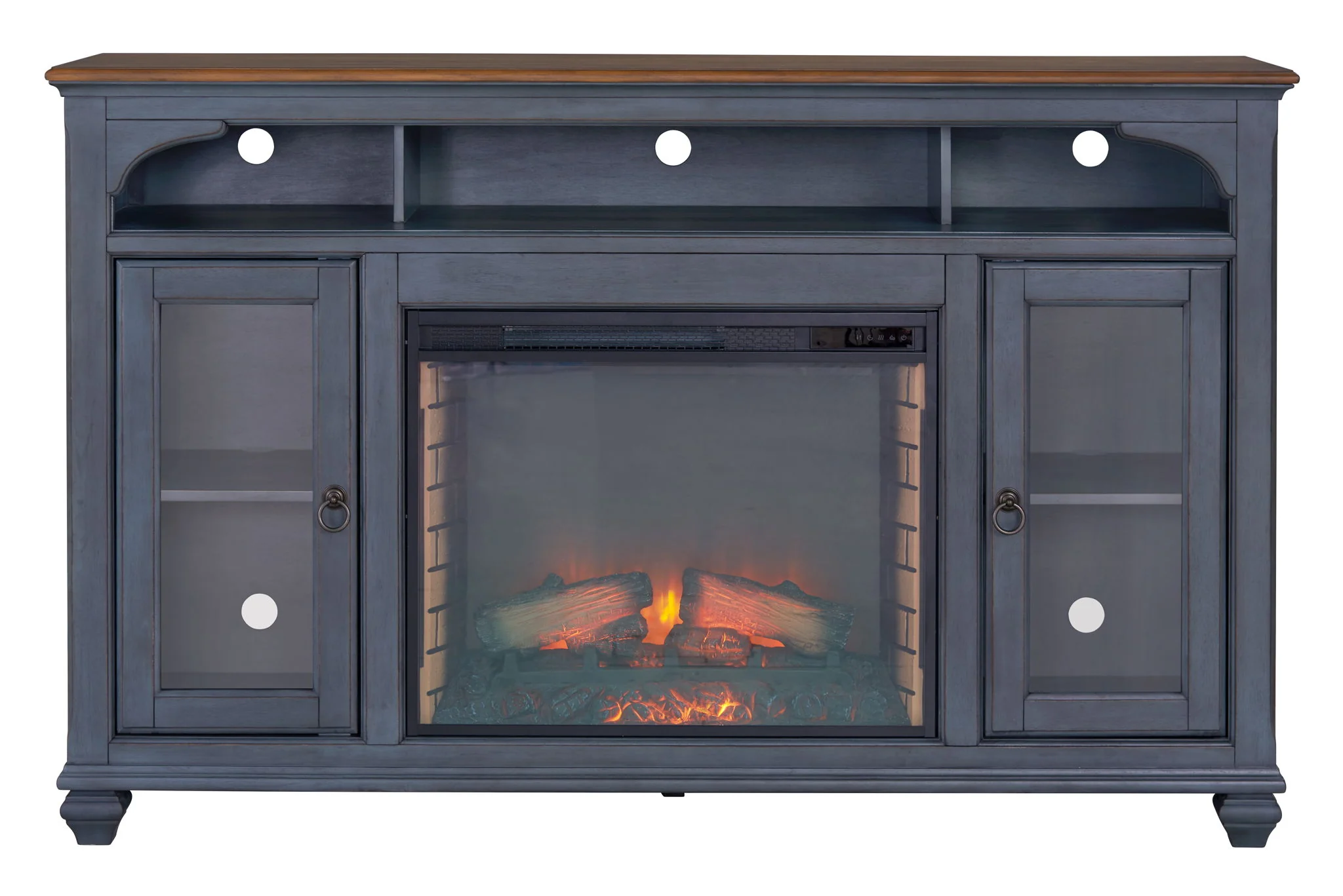 Fireplace TV Stand For TVs Up To 80" - Blue - Image 4
