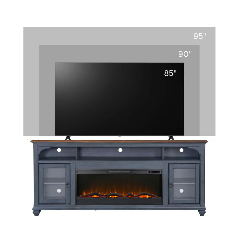 Fireplace TV Stand For TVs Up To 95" - Blue - Image 9
