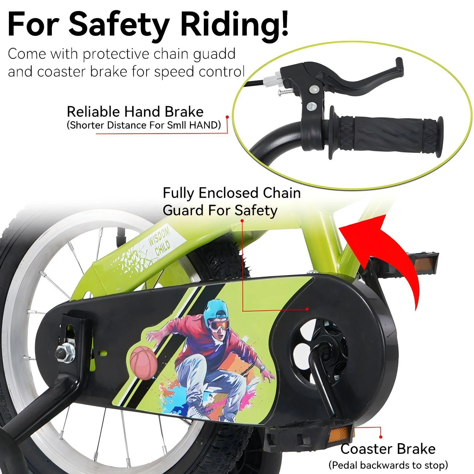 Fkznpj - 16" Sporty Kids Bike With Training Wheels And Stand Adjustable Saddle Suitable For Boys And Girls Aged 4 - 8 Years Tall Height 41 - 46" Available In A Variety Of Colors - Image 12