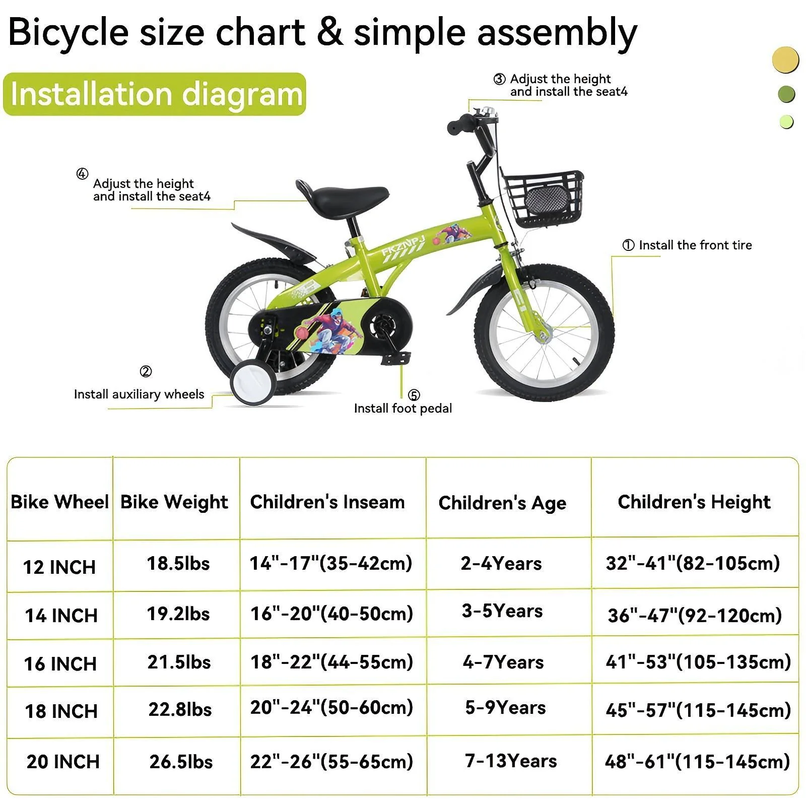 Fkznpj - 16" Sporty Kids Bike With Training Wheels And Stand Adjustable Saddle Suitable For Boys And Girls Aged 4 - 8 Years Tall Height 41 - 46" Available In A Variety Of Colors - Image 14
